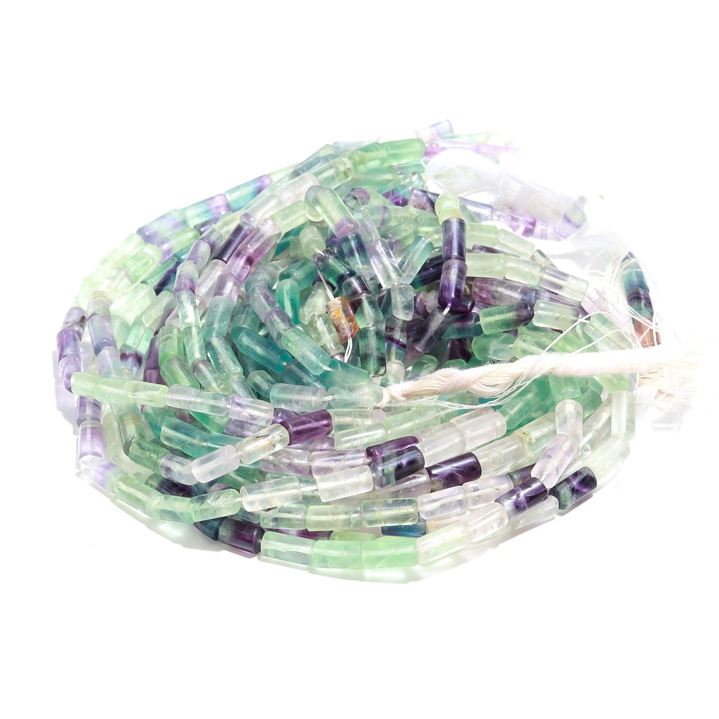 5 Strands Multi Fluorite Beads Natural Multi Fluorite Pipe Shape Beads for Designer Handmade Fancy Jewelry Necklace Pendant Earrings Making