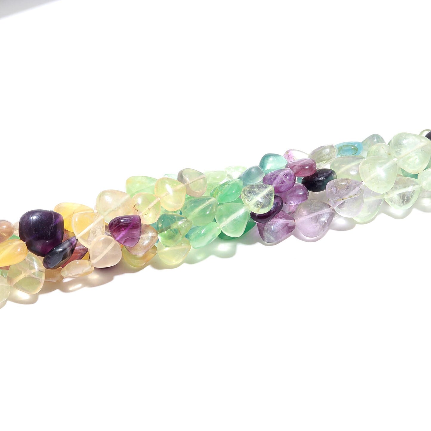 3 Strands Multi Fluorite Heart Shape Beads Natural Multi Fluorite Heart Beads for Handmade Fancy Jewelry Necklace Pendant Earrings Making