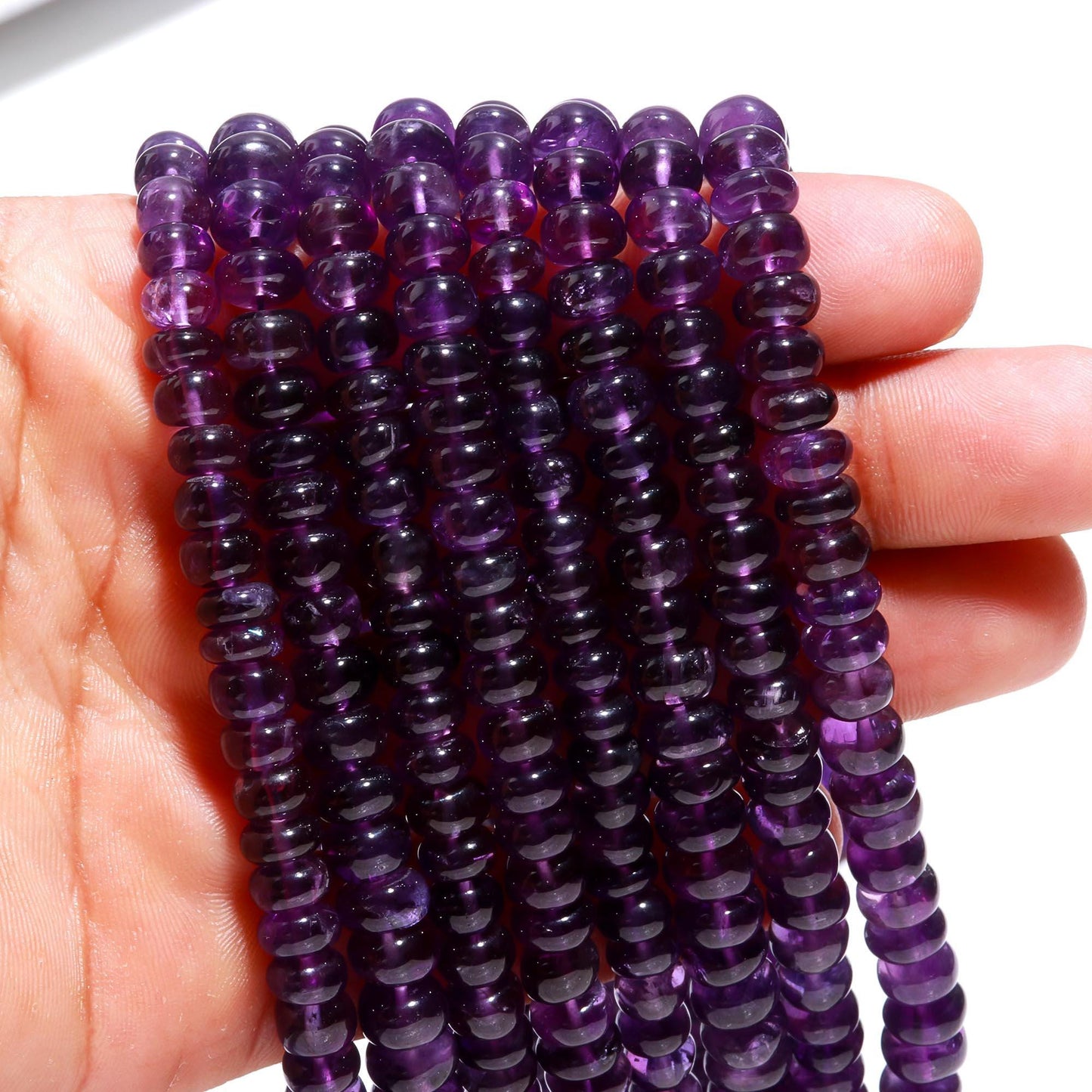 AAA Natural Amethyst Smooth Rondelle Beads, Blue Amethyst Rondelle Bead, Amethyst Rondelle Smooth Bead, 7-8 MM Plain Amethyst Rondelle Bead