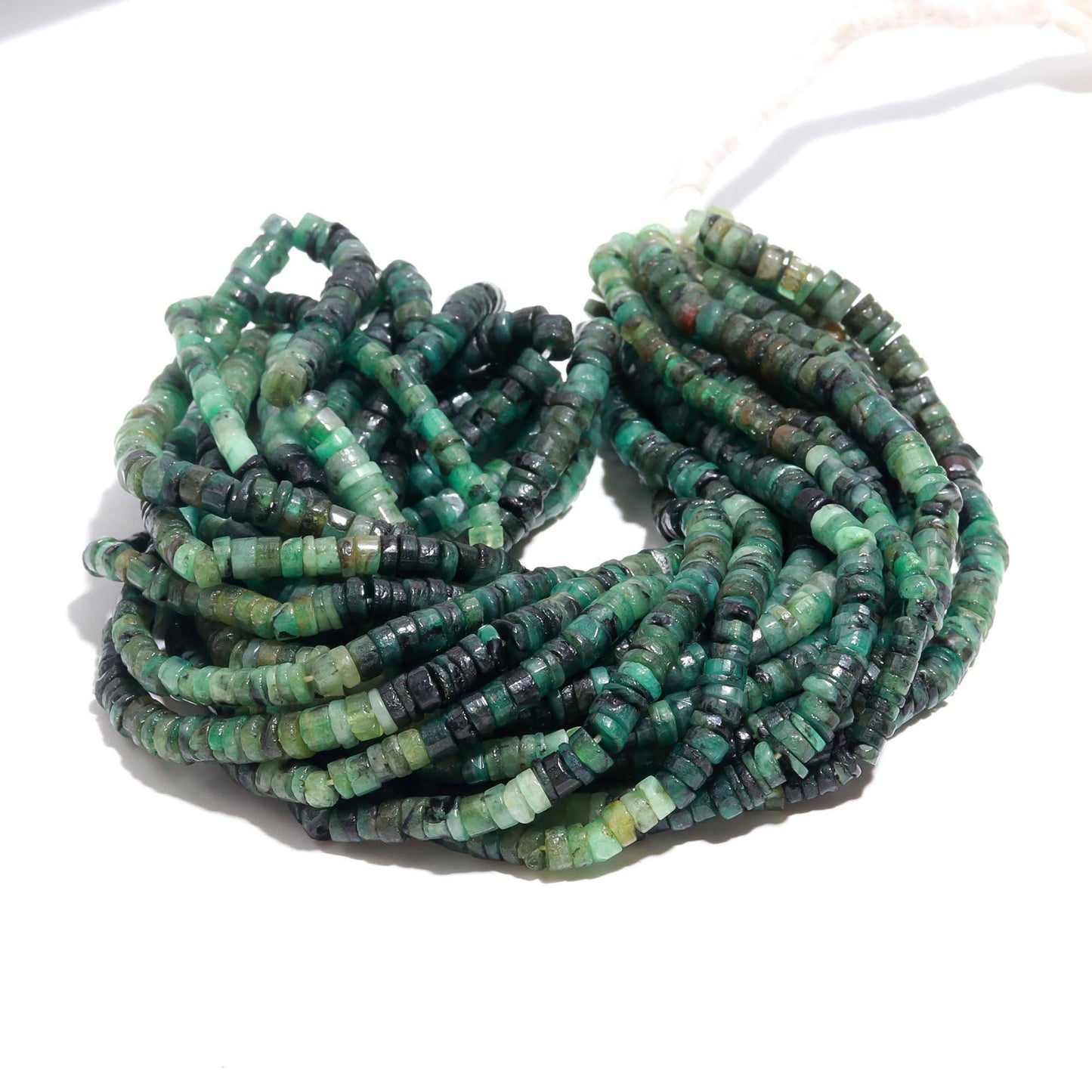 Shaded Emerald Heishi Washer Beads Excellent Quality Natural Shaded Emerald Washer Beads 16 Inch Washer Emerald Beads for Jewelry Making