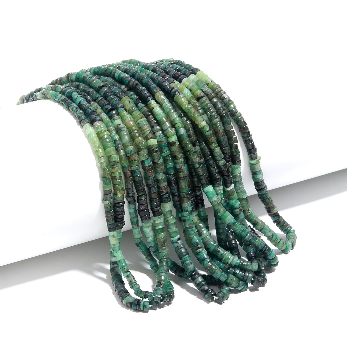 Shaded Emerald Heishi Washer Beads Excellent Quality Natural Shaded Emerald Washer Beads 16 Inch Washer Emerald Beads for Jewelry Making