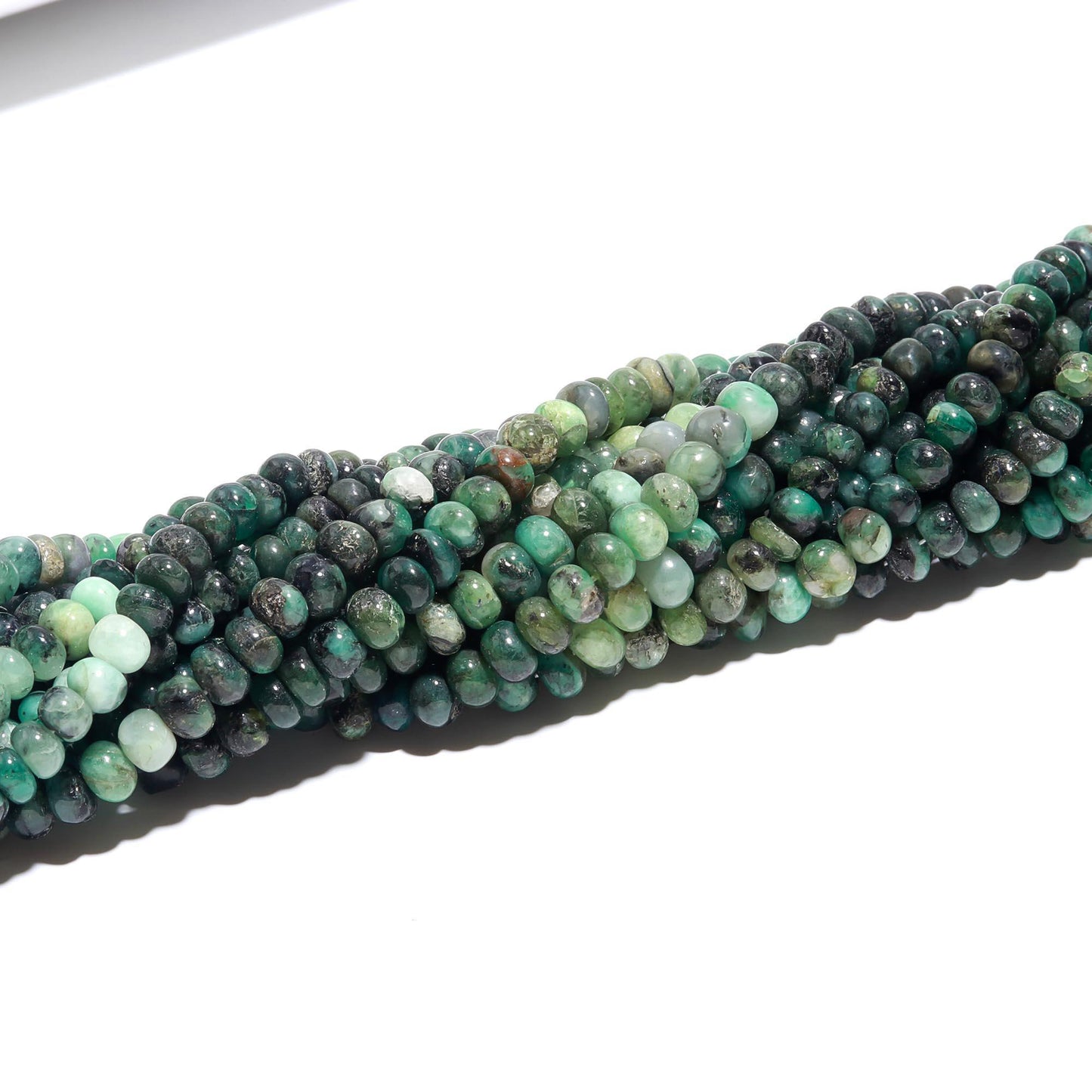 Emerald Smooth Rondelle Beads 6-7 MM Natural Emerald Shaded Smooth Rondelle Sakota Emerald 18" Beads for Designer Handmade Jewelry Making