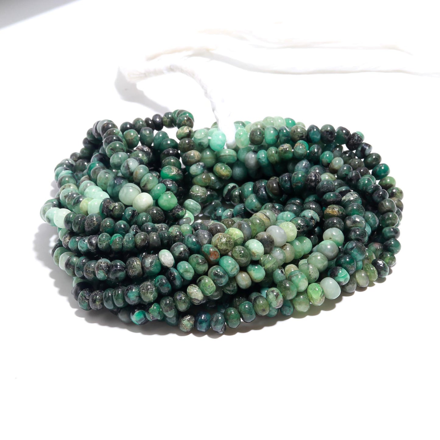 Emerald Smooth Rondelle Beads 6-7 MM Natural Emerald Shaded Smooth Rondelle Sakota Emerald 18" Beads for Designer Handmade Jewelry Making