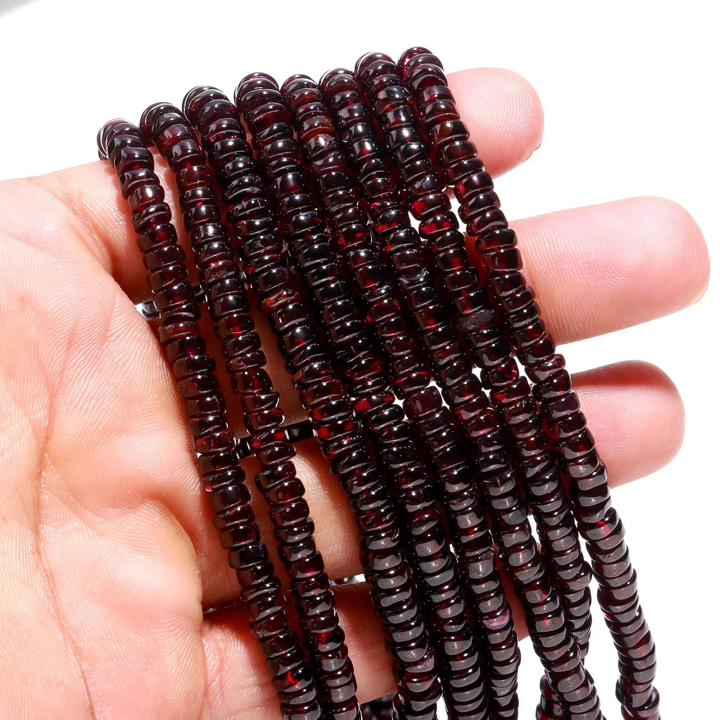 Garnet Heishi Washer Beads Natural Garnet Smooth Tyre Shape Beads Heishi Washer Garnet Beads for Jewelry Necklace & Bracelet Making Craft