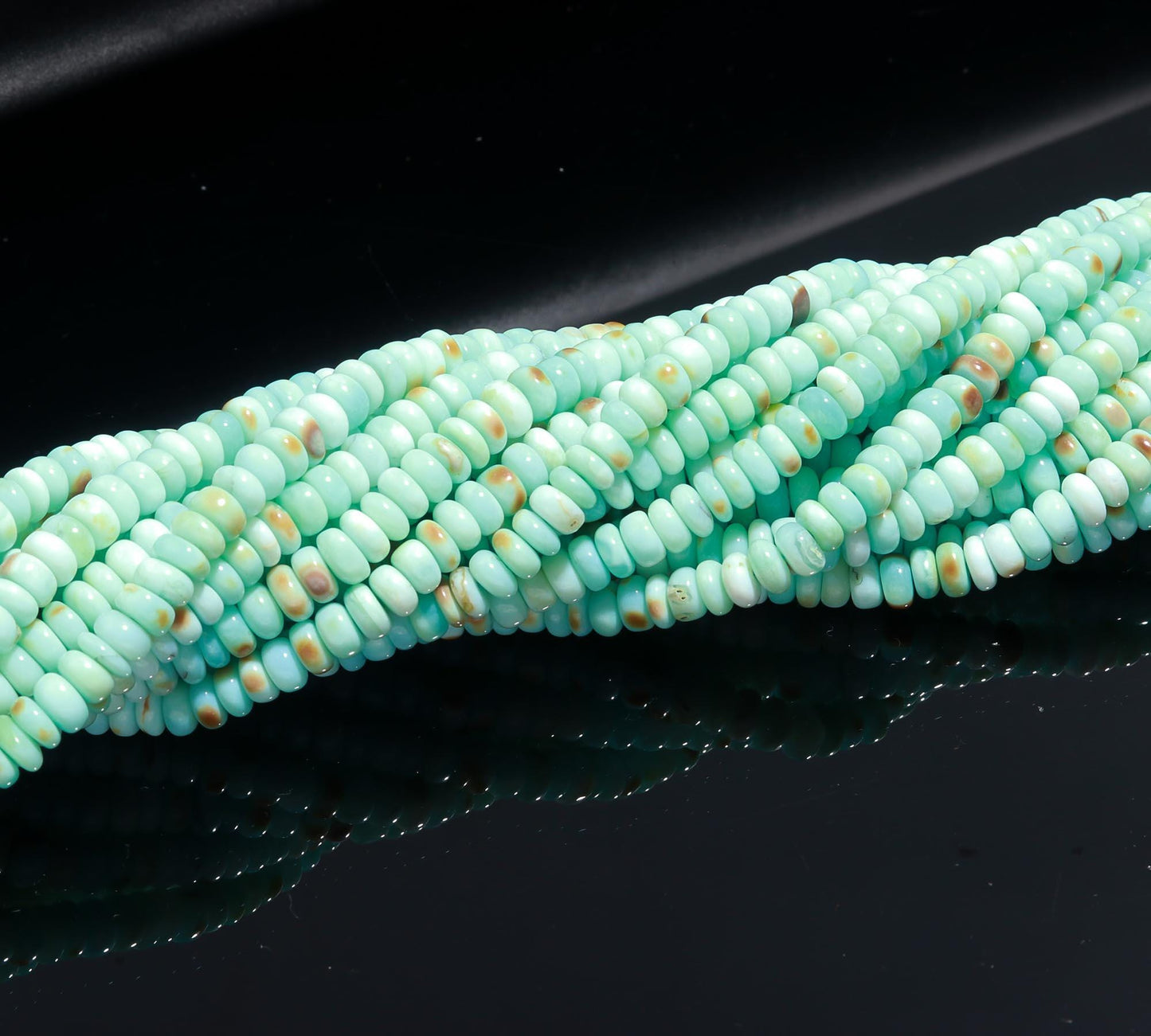 Peruvian Blue Opal Rondelle Beads, 5-6 MM and 6-7 MM Peru Blue Opal Smooth Rondelle Gemstones Beads for Handmade Jewelry Making & Reselling