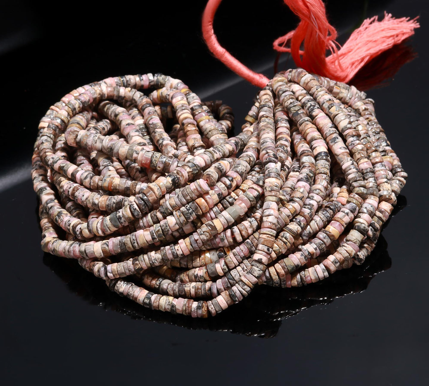 Rhodochrosite Washer Beads Rhodochrosite Heishi Washer Beads Natural Rhodochrosite Heishi Tyre Beads for Jewelry Making Necklace & Bracelet