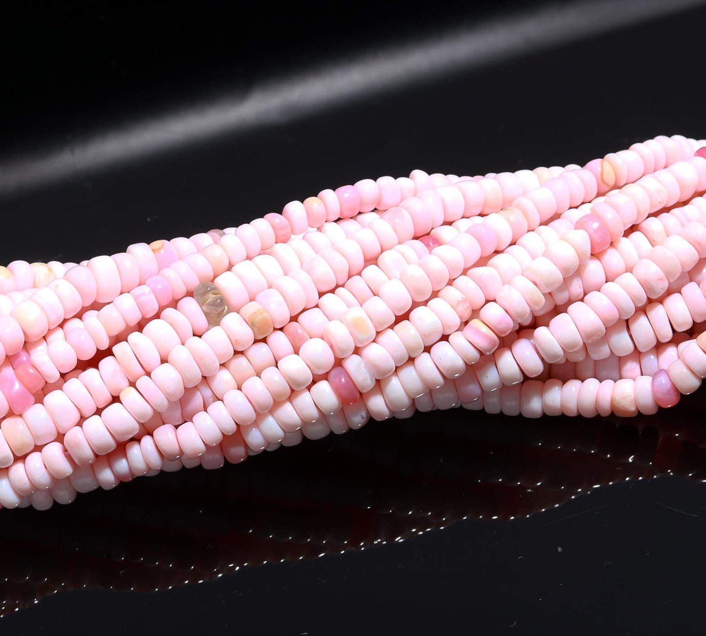 3 Strands Pink Opal Rondelle Beads 4-5 MM, 5-6 MM Pink Shaded Opal Smooth Rondelle Gemstone Beads for Handmade Jewelry Making & Reselling