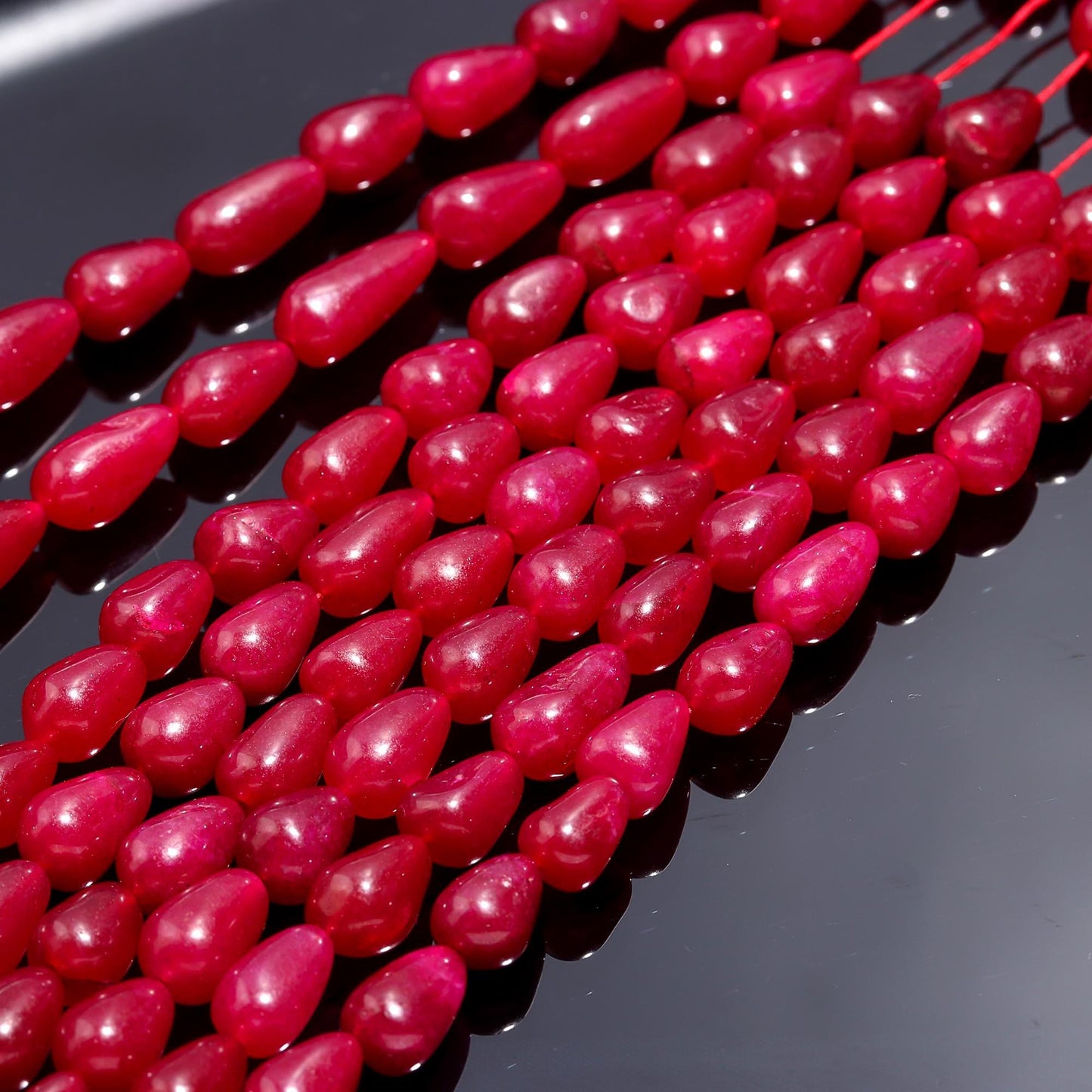 Ruby Corundum Smooth Drop Beads 9x11 - 9x15 MM Ruby Smooth Drop Beads 12" Strand Ruby Tear Beads for Handmade Designer Jewelry Making Craft