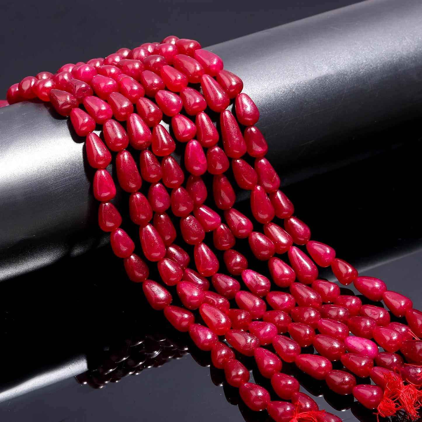 Ruby Corundum Smooth Drop Beads 9x11 - 9x15 MM Ruby Smooth Drop Beads 12" Strand Ruby Tear Beads for Handmade Designer Jewelry Making Craft