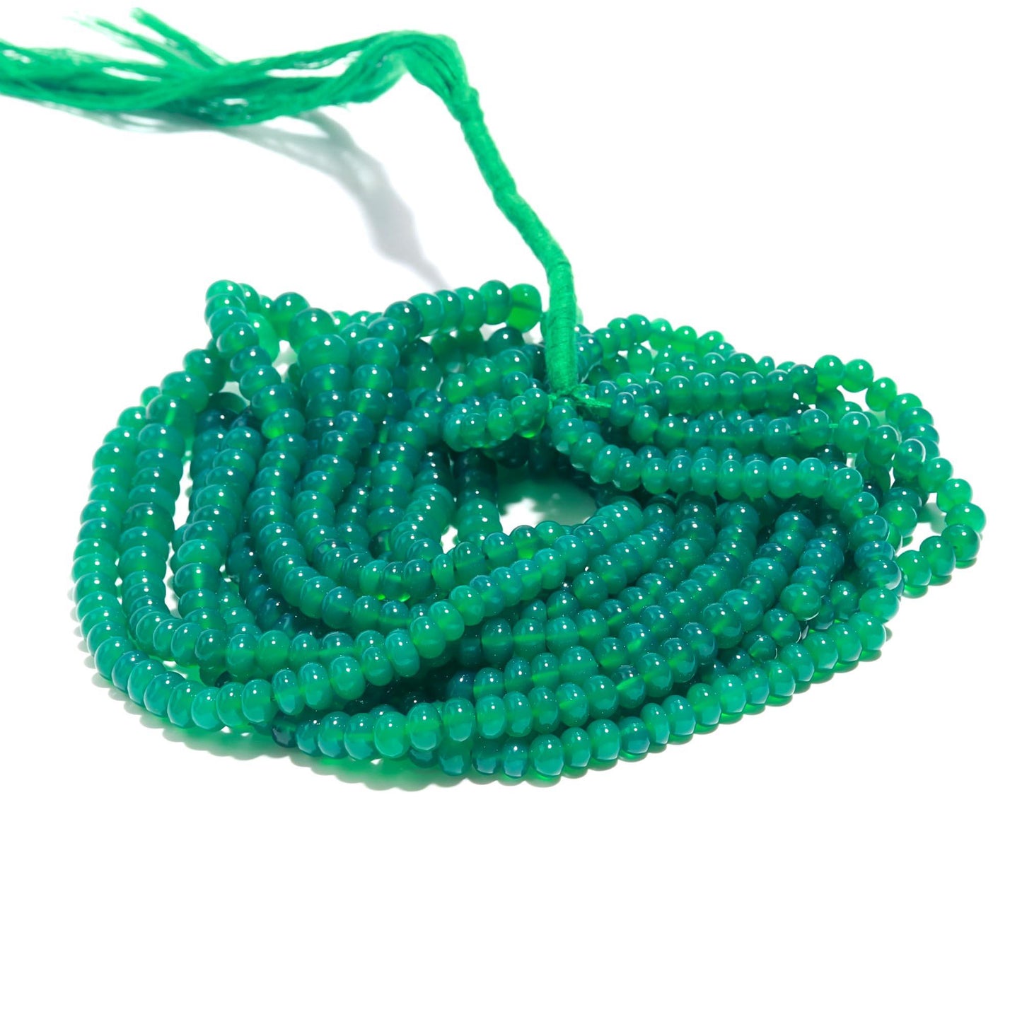 Green Onyx Smooth Rondelle Beads Natural Green Onyx Rondelle Beads 4.5-6.5 MM Green Onyx Gemstone Plain Rondelle Beads for Jewelry Making