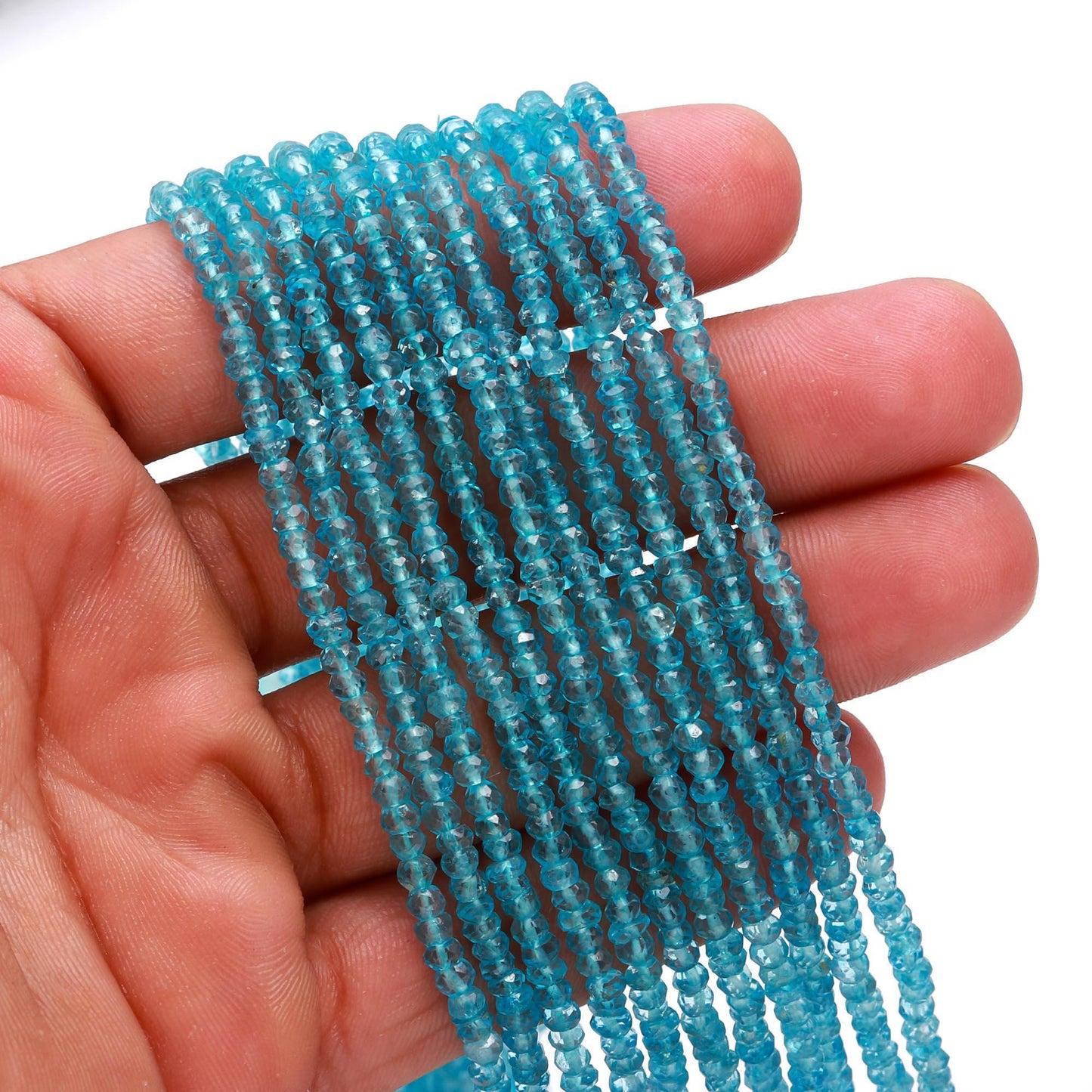 3 Strands Swiss Blue Topaz Faceted Rondelle Beads 3-3.5 MM Sky Blue Topaz Rondelle Beads Topaz for Jewelry Necklace Bracelet Making Craft