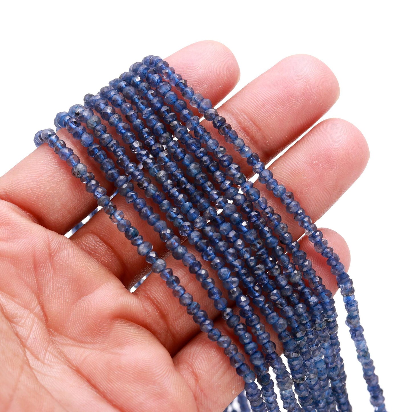 Natural Iolite Faceted Rondelle Beads 3.25-3.50 MM Deep Blue Iolite Beads Faceted Iolite Rondelle Beads for Handmade Jewelry Making Beads