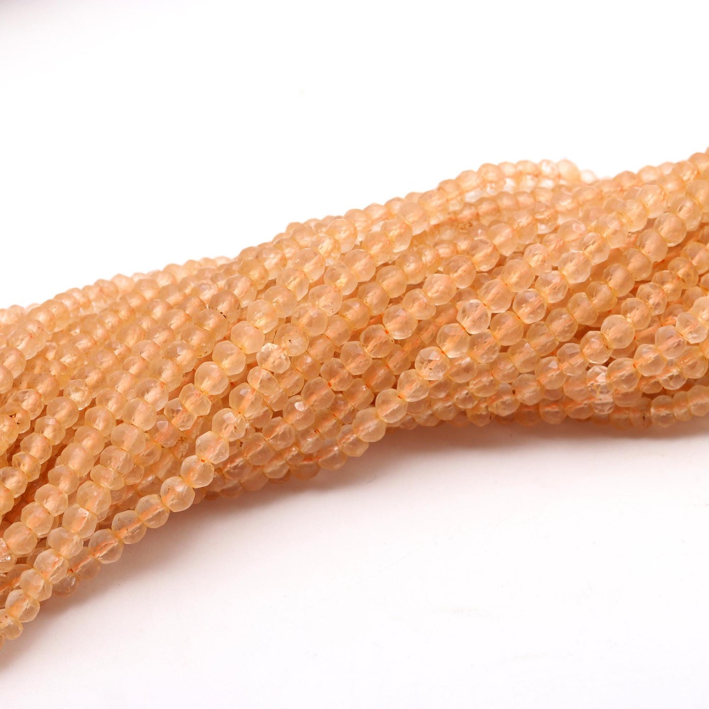 Natural Citrine Faceted Rondelle Beads 3.5-4 MM/4-4.5 MM Citrine Rondelle Beads, 13” Natural Citrine Rondelle Bead for Jewelry Making