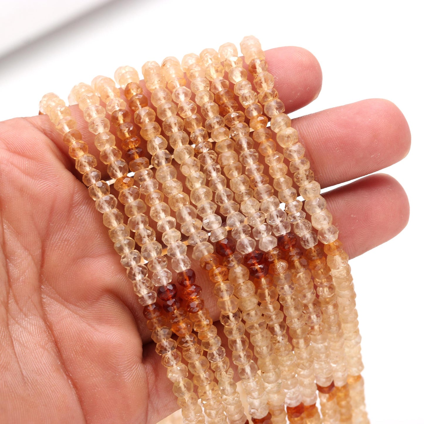 Citrine Shaded Faceted Rondelle Beads Brandy Citrine Rondelle Beads 4-4.5 MM Citrine Rondelle Beads Natural Citrine Beads for Jewelry Making