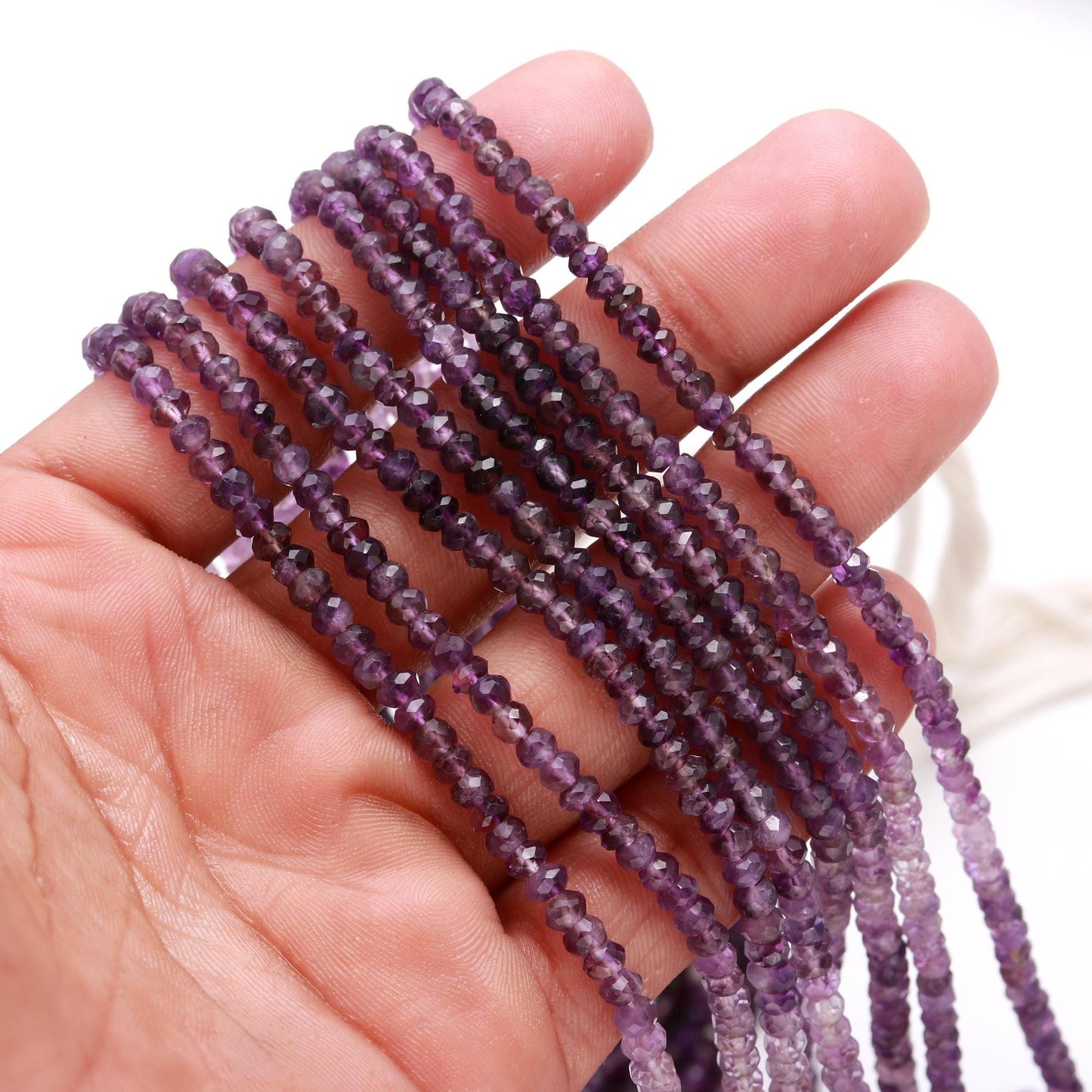 Amethyst Shaded Faceted Rondelle Beads 4-4.5 Amethyst Rondelle Beads Natural Shaded Blue Amethyst Rondelle Beads for Jewelry Making Craft