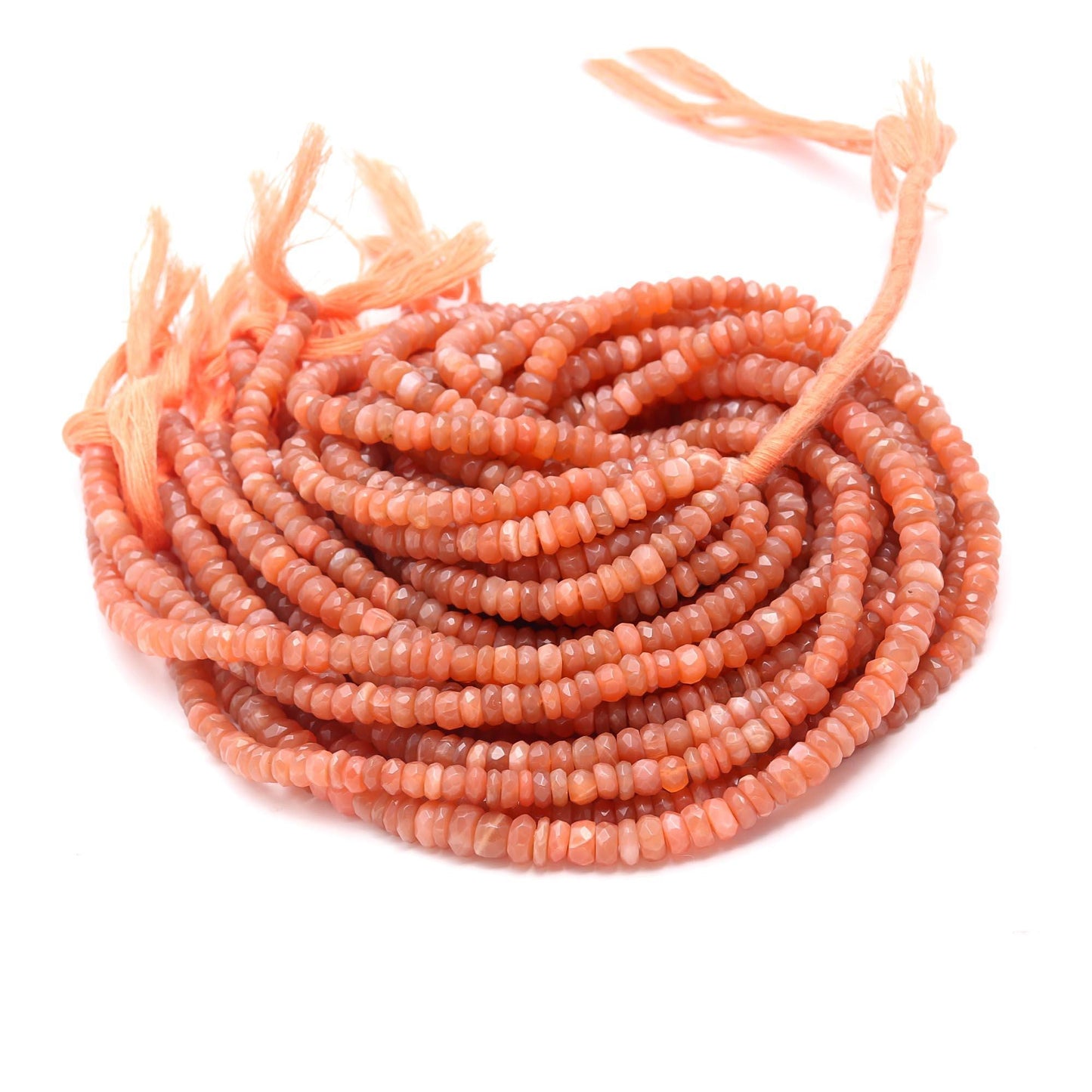 Peach Moonstone Faceted Rondelle Beads 5-6 MM Natural Peach Moonstone Rondelle Beads Faceted Peach Moonstone Beads for Jewelry Making Craft