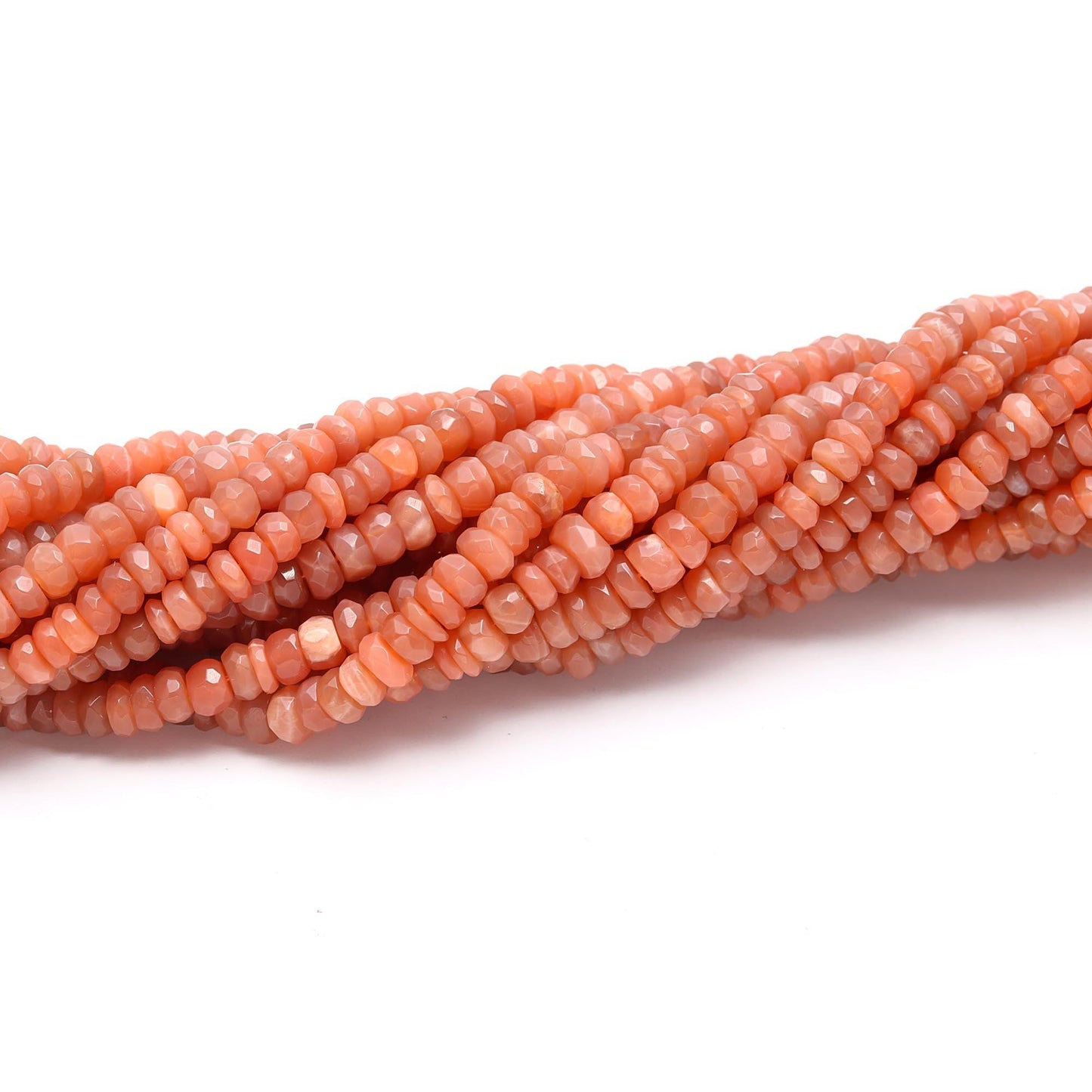 Peach Moonstone Faceted Rondelle Beads 5-6 MM Natural Peach Moonstone Rondelle Beads Faceted Peach Moonstone Beads for Jewelry Making Craft