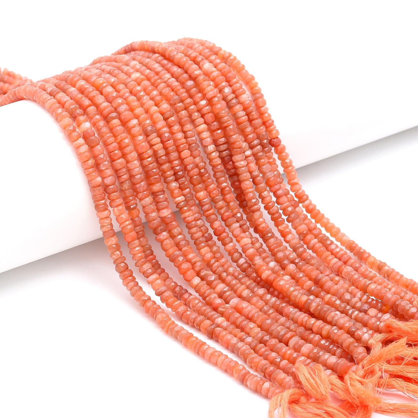 Peach Moonstone Faceted Rondelle Beads 5-6 MM Natural Peach Moonstone Rondelle Beads Faceted Peach Moonstone Beads for Jewelry Making Craft