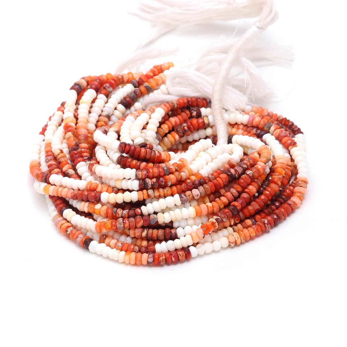 Natural Mexican Fire Opal Faceted Rondelle Beads 4.5 MM Mexican Fire Opal Beads for Handmade Designer Jewelry Making Craft & Bijoux Supplies