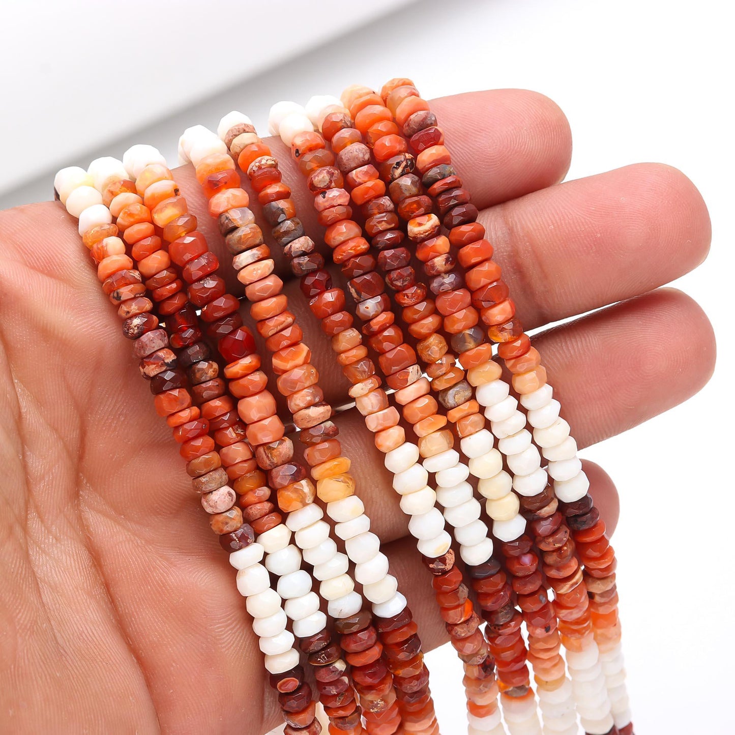 Natural Mexican Fire Opal Faceted Rondelle Beads 4.5 MM Mexican Fire Opal Beads for Handmade Designer Jewelry Making Craft & Bijoux Supplies