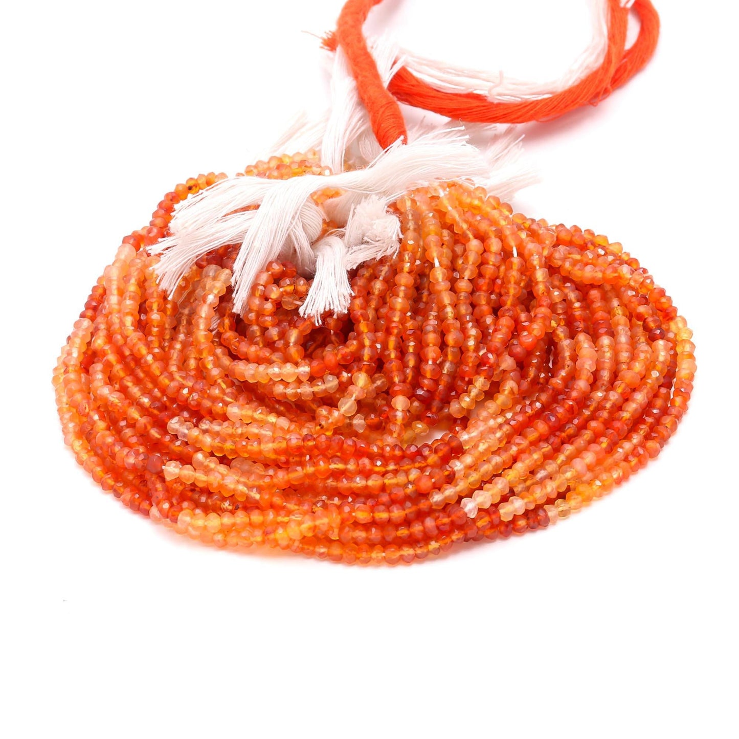 Carnelian Faceted Rondelle Beads 3MM Faceted Shaded Caroline Round Beads Natural Shaded Carnelian for Designer Jewelry Making Craft