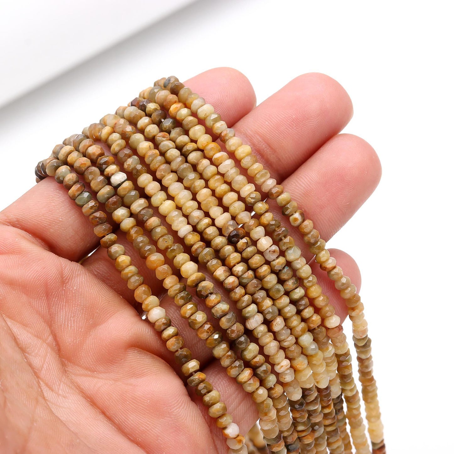 Cat's Eye Faceted Rondelle Beads 4-4.5 MM Natural Cats Eye Rondelle Beads Faceted for Handmade Designer Jewelry Necklace & Bracelet Making