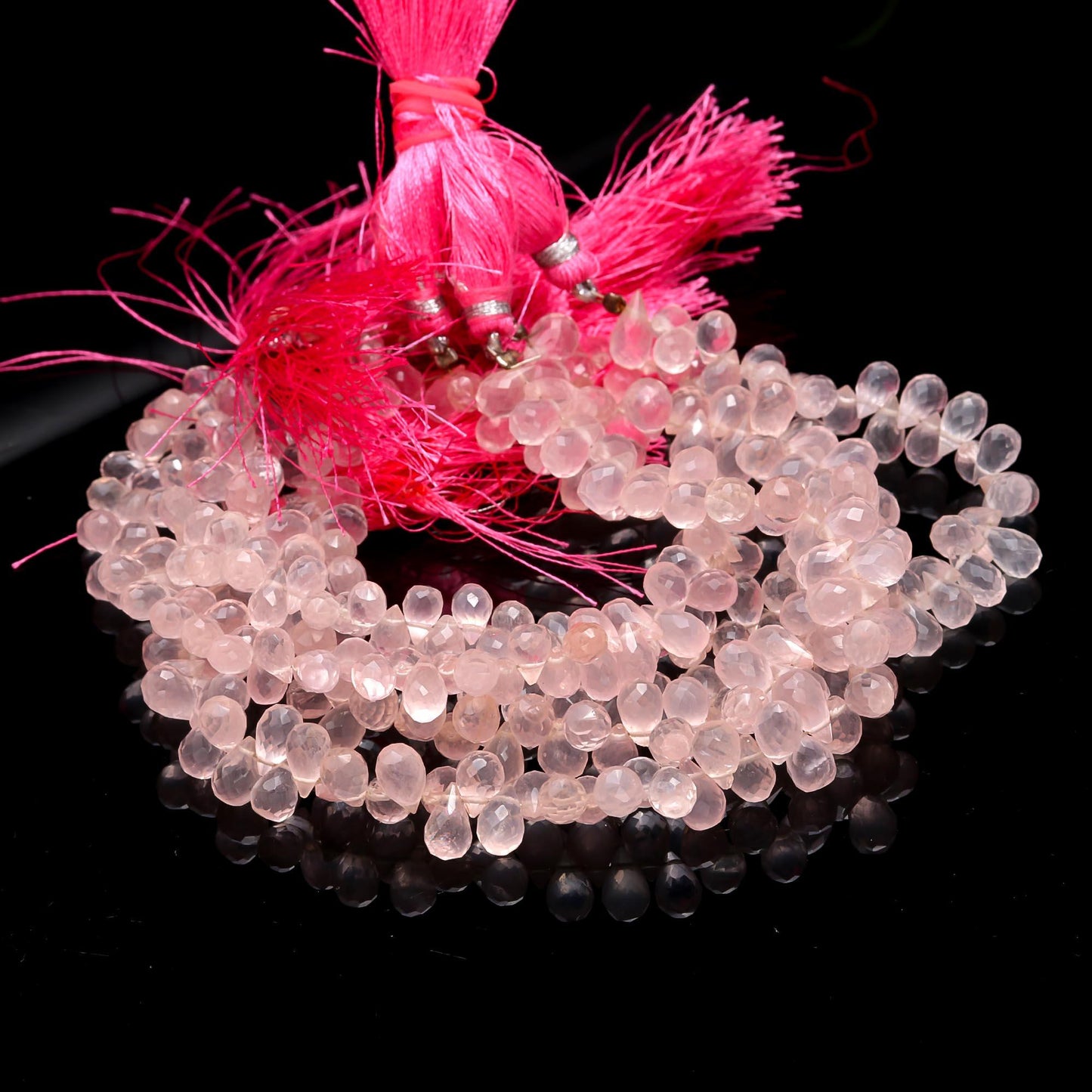 Rose Quartz Faceted Teardrop Beads Excellent Quality Rose Quartz Side Drops 5x8-6x9 MM Briolettes Beads for Jewelry Necklace Earrings Making