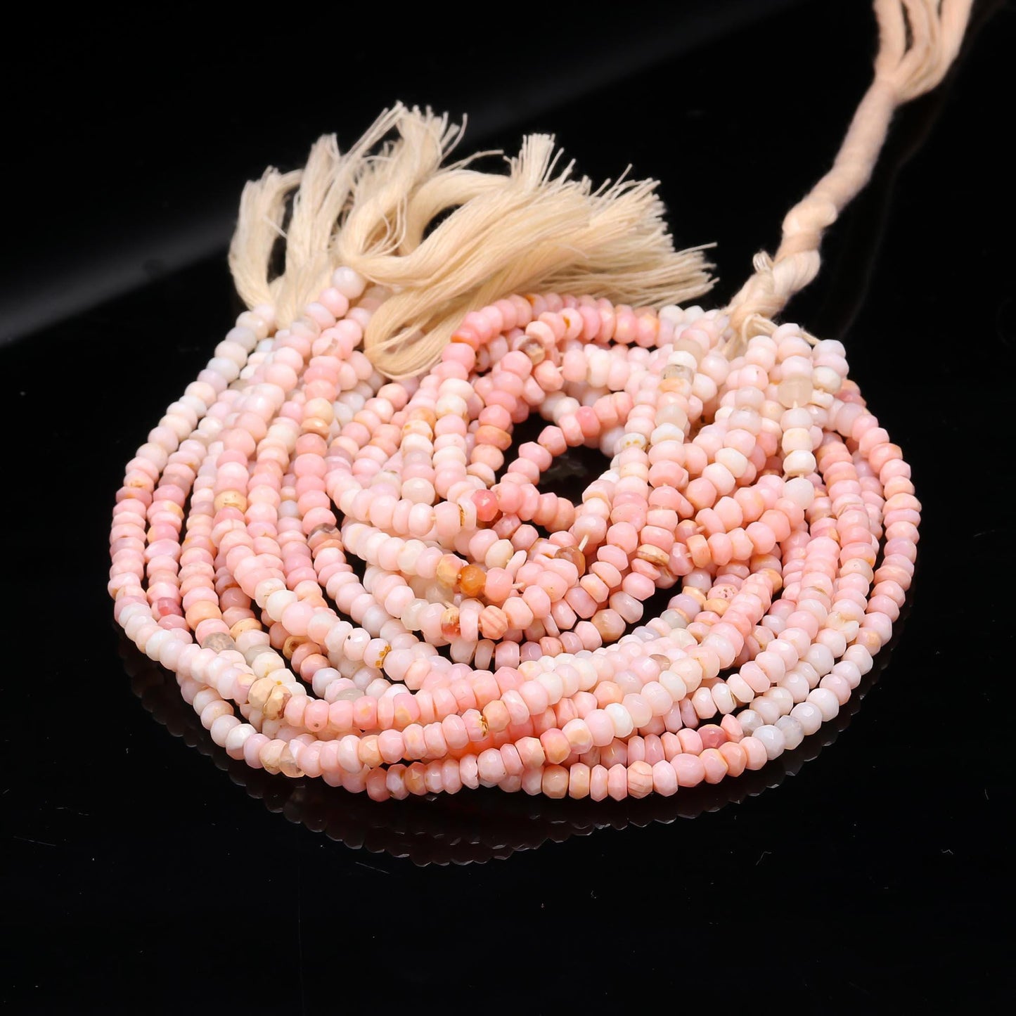 Pink Opal Faceted Rondelle Beads 4 MM Natural Shaded Pink Opal Rondelle Gemstone Beads for Jewelry Necklace Bracelet Making & Reselling