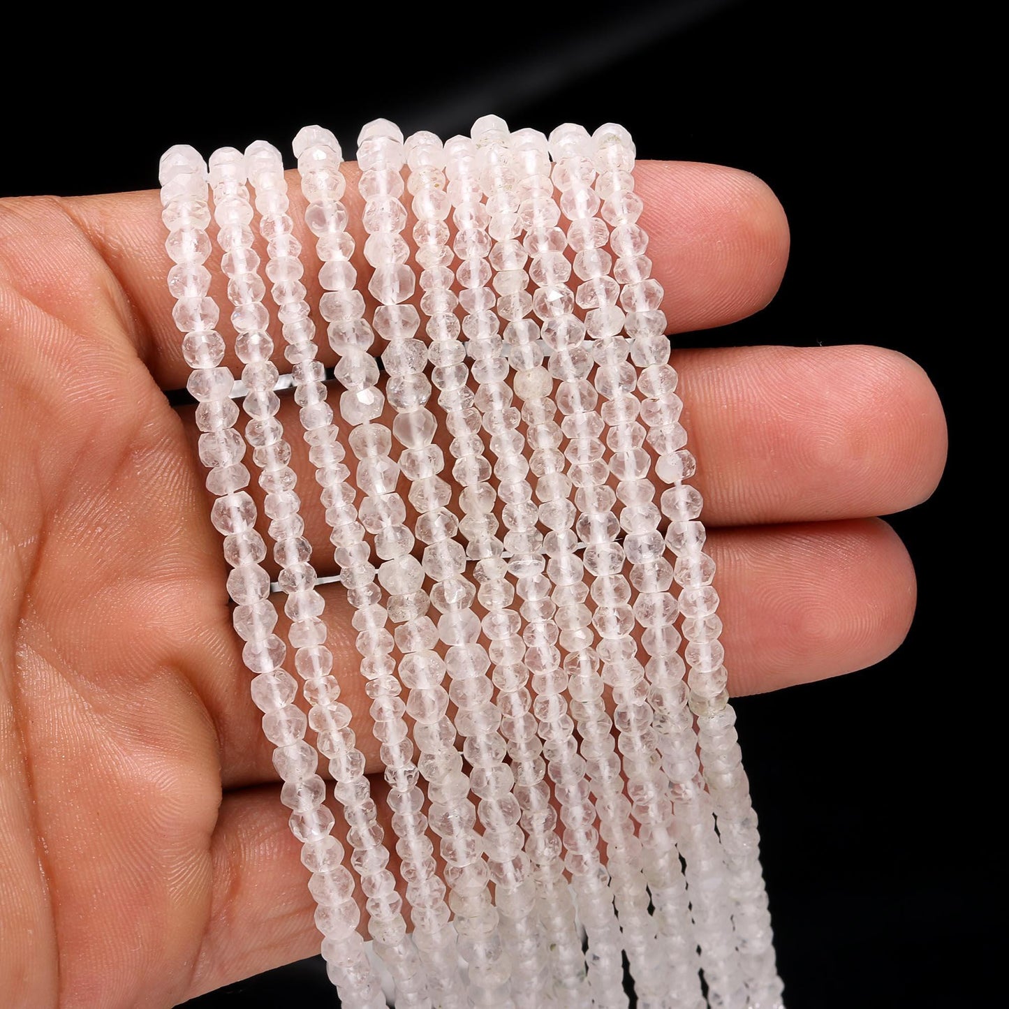 Cystal Quartz Faceted Rondelle Beads 3.5-4 MM Crystal Beads Natural Clear Crystal Rondelle Beads Faceted Crystal Beads for Jewelry Making