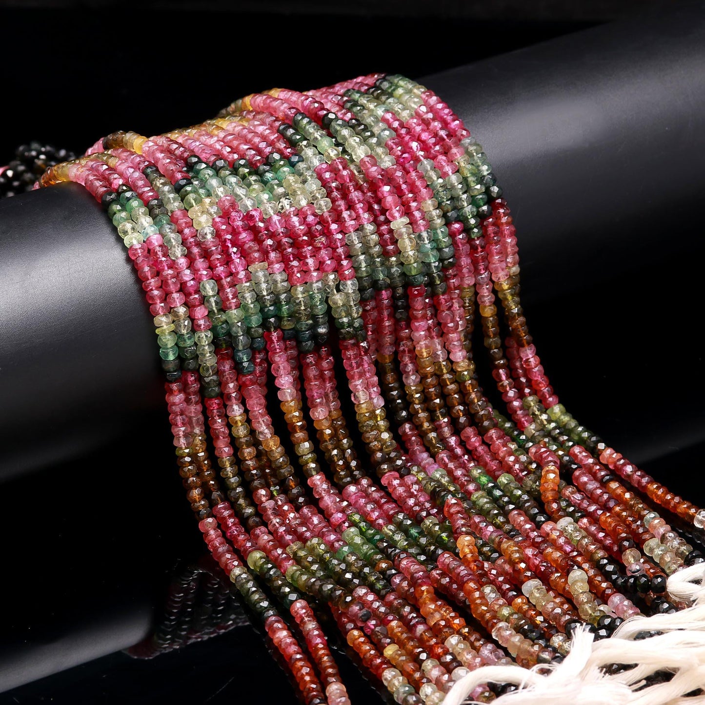 AAA Multi Tourmaline Faceted Rondelle Beads, 4-4.5 MM Tourmaline Rondelle Beads, 13" Natural Multi Tourmaline Gemstone Beads For Jewelry