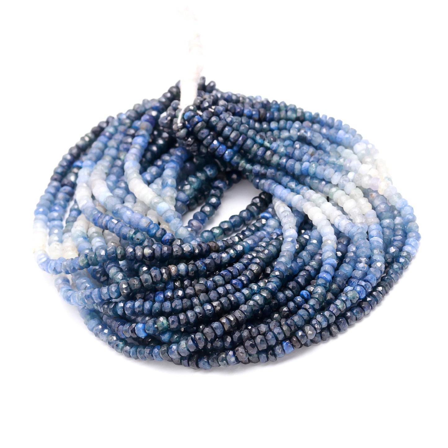 AAA Natural Blue Sapphire Shaded Faceted Rondelle Beads | 3.5-4MM Blue Sapphire Rondelle Beads | Shaded Blue Sapphire Beads for Jewelry