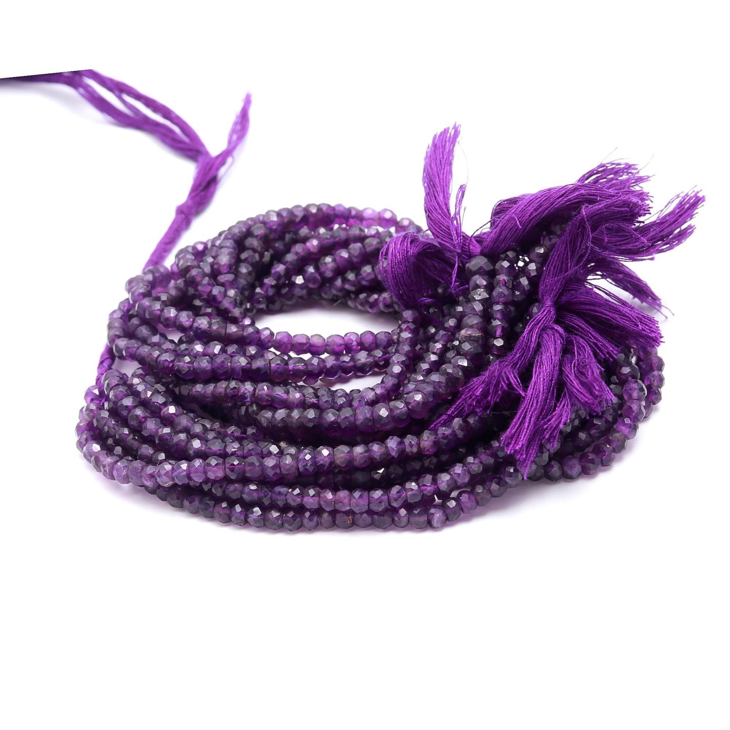 Amethyst Faceted Rondelle Beads 4-4.5 MM Natural African Amethyst Rondelle Beads Faceted Blue Amethyst Rondelle Beads for Jewelry Making