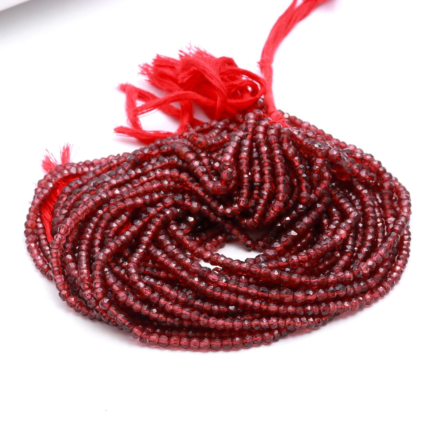 AAA Natural Mozambique Garnet Faceted Rondelle Beads, 4 MM Garnet Rondelle Rondelle Beads, Natural Garnet Rondelle Beads for Jewelry Making