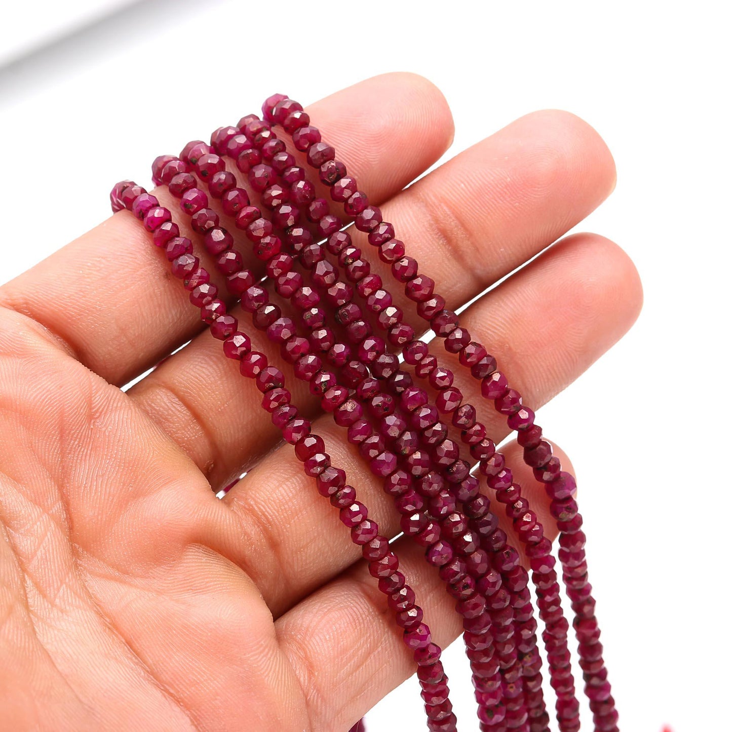 Ruby Faceted Rondelle Beads 4 MM Ruby Corundum Beads Ruby Faceted Beads 13" Strand for Handmade Designer Jewelry Making Craft Supplies
