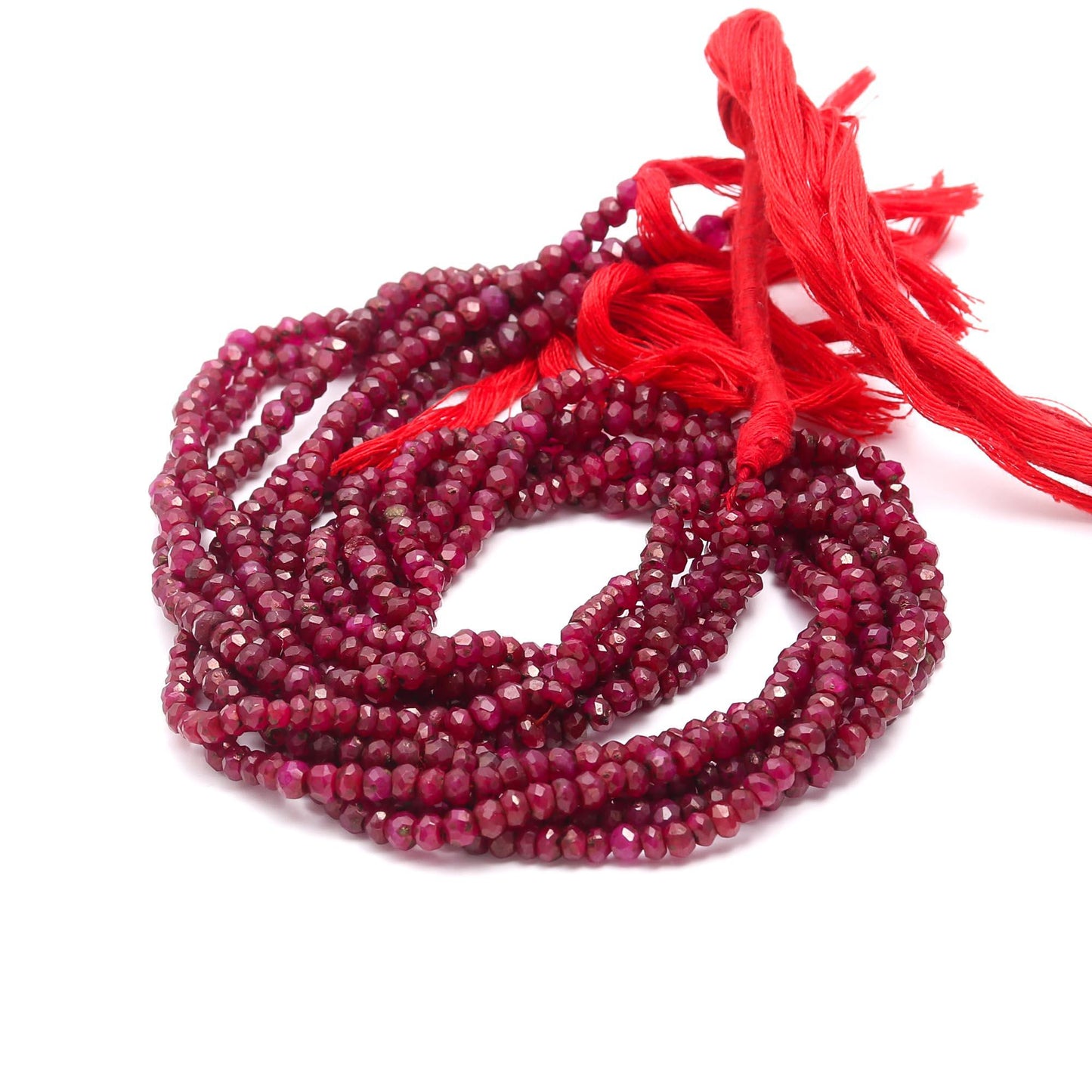 Ruby Faceted Rondelle Beads 4 MM Ruby Corundum Beads Ruby Faceted Beads 13" Strand for Handmade Designer Jewelry Making Craft Supplies
