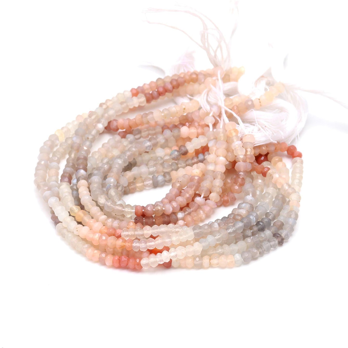 Multi Moonstone Faceted Rondelle Beads Natural Multi Moonstone Rondelle Beads 4 MM Moonstone Gemstone Beads for Jewelry Making Craft
