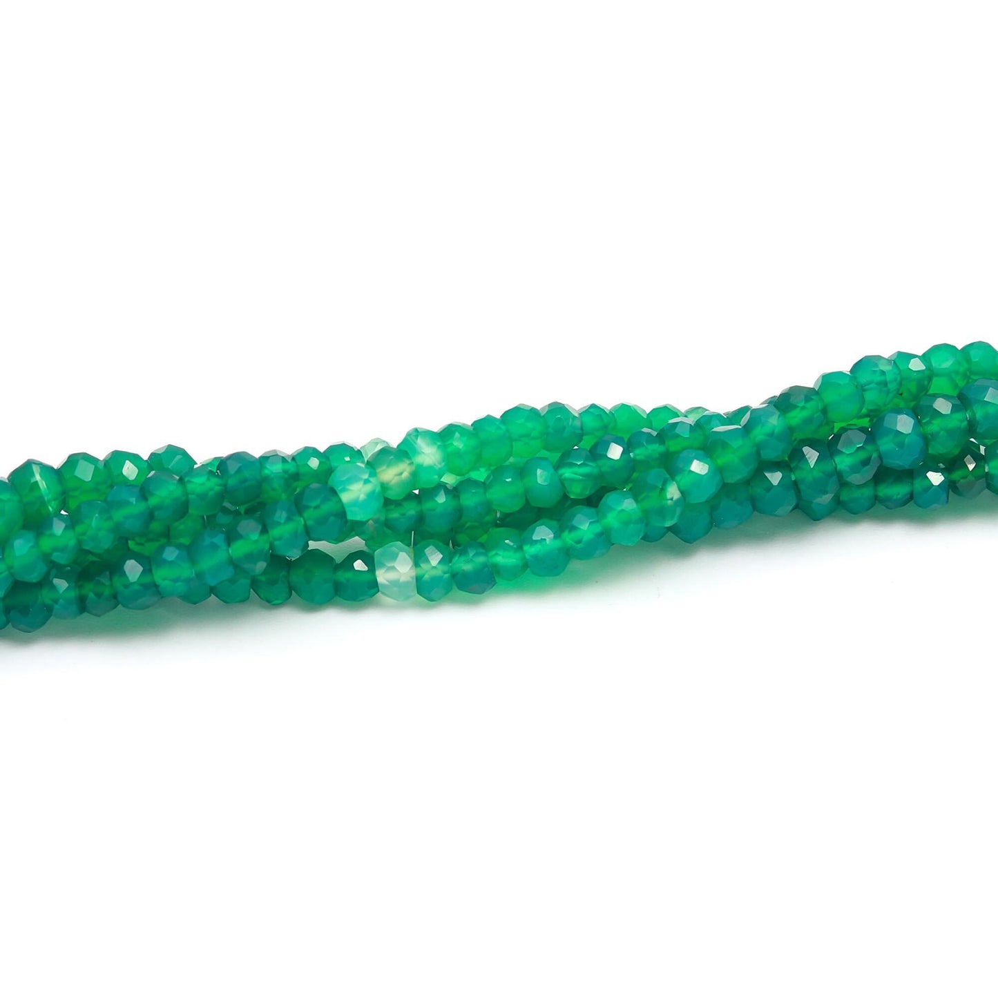 Green Onyx Shaded Faceted Rondelle Beads Natural Shaded Green Onyx Rondelle Beads 3.5-4 MM Green Onyx Gemstone Beads for Jewelry Making