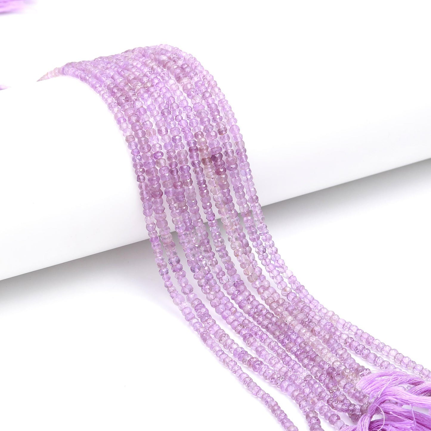 AAA Natural Pink Amethyst Faceted Rondelle Beads, 4-4.5/4.5-5 MM Pink Amethyst Rondelle Beads, Purple Amethyst Rondelle Beads Strand