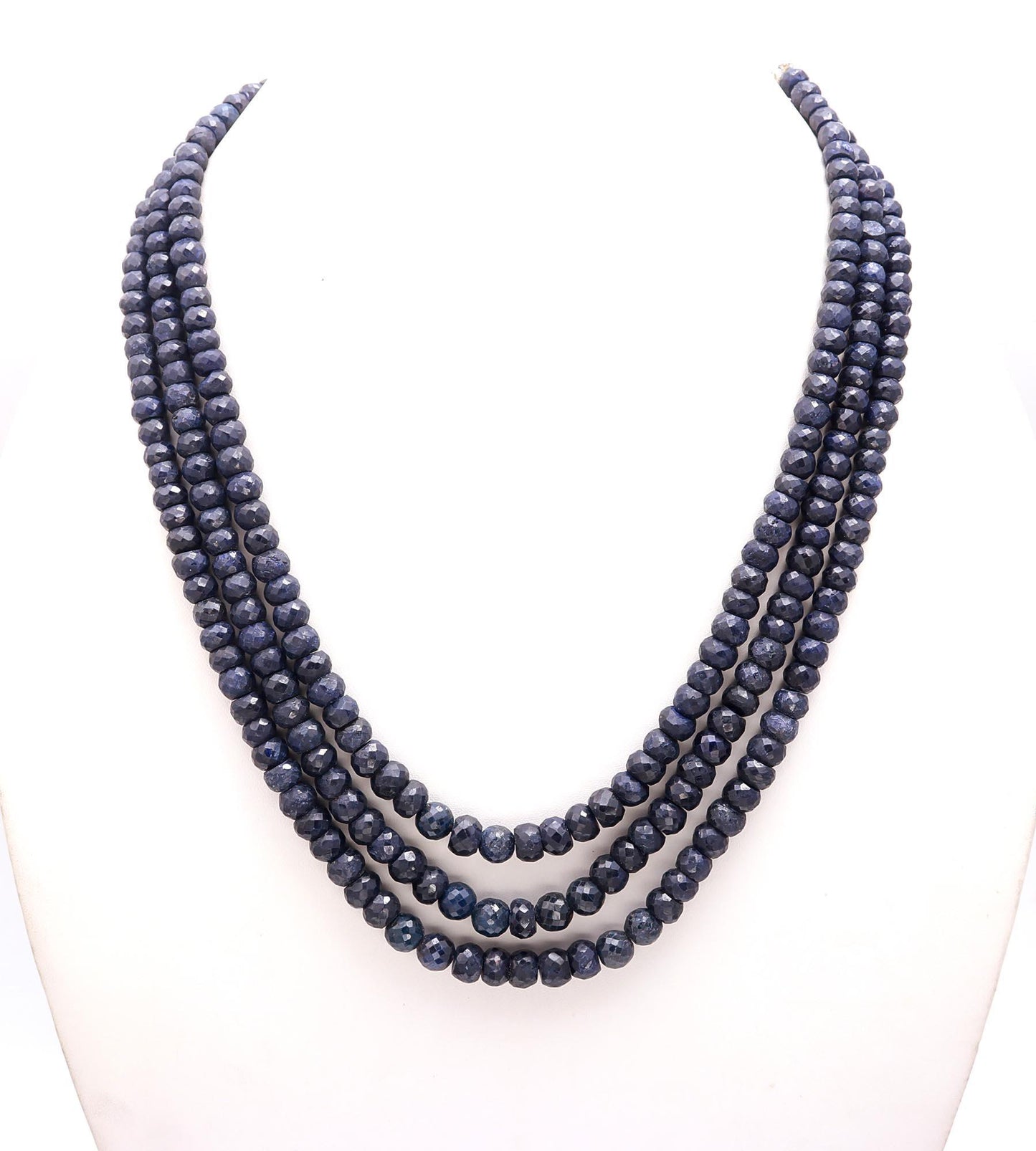 Blue Sapphire Corundum Rondelle Beads Necklace 7-8.5 MM Blue Corundum Faceted Gemstone Beads 16-18" Jewelry Necklace with adjustable clasp