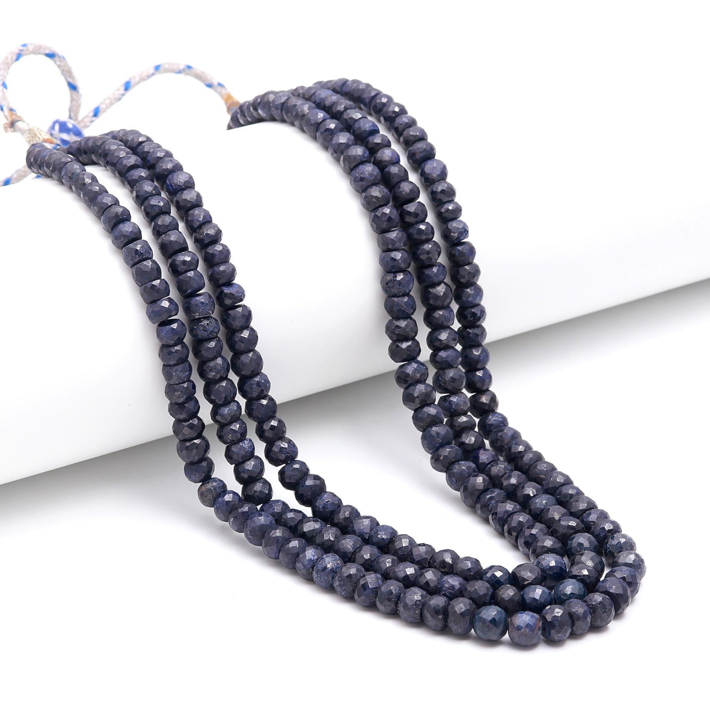 Blue Sapphire Corundum Rondelle Beads Necklace 7-8.5 MM Blue Corundum Faceted Gemstone Beads 16-18" Jewelry Necklace with adjustable clasp