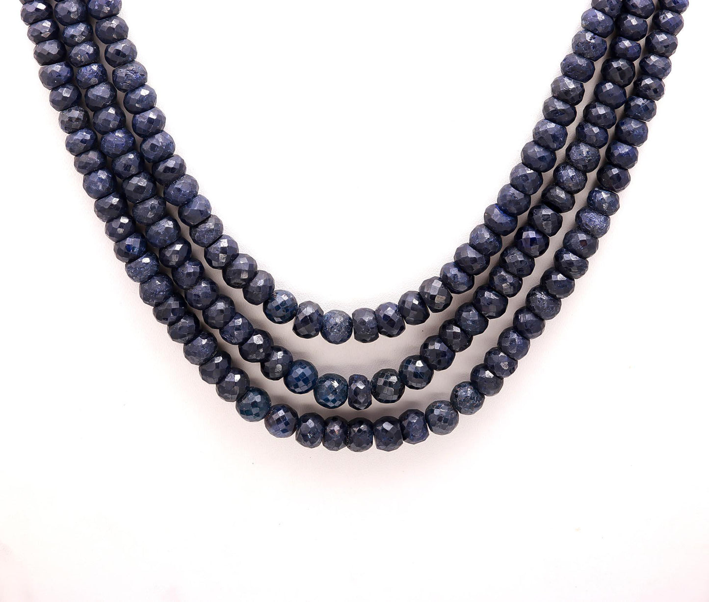 Blue Sapphire Corundum Rondelle Beads Necklace 7-8.5 MM Blue Corundum Faceted Gemstone Beads 16-18" Jewelry Necklace with adjustable clasp