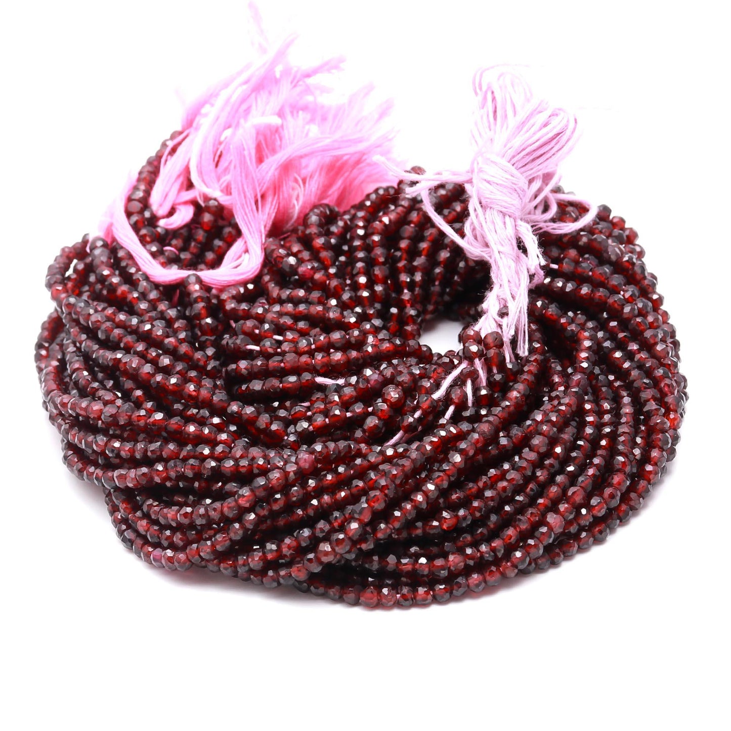 5 Strand Natural Mozambique Garnet Faceted Rondelle Beads, Garnet Rondelle Faceted Beads for Jewelry Making Craft