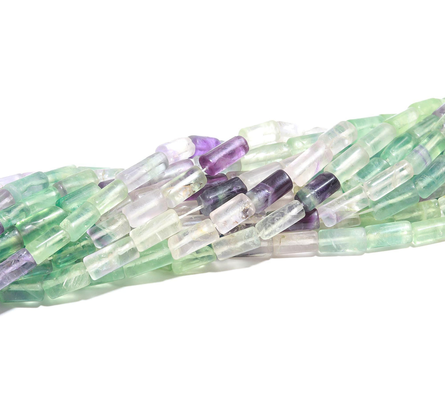 5 Strands Multi Fluorite Beads Natural Multi Fluorite Pipe Shape Beads for Designer Handmade Fancy Jewelry Necklace Pendant Earrings Making