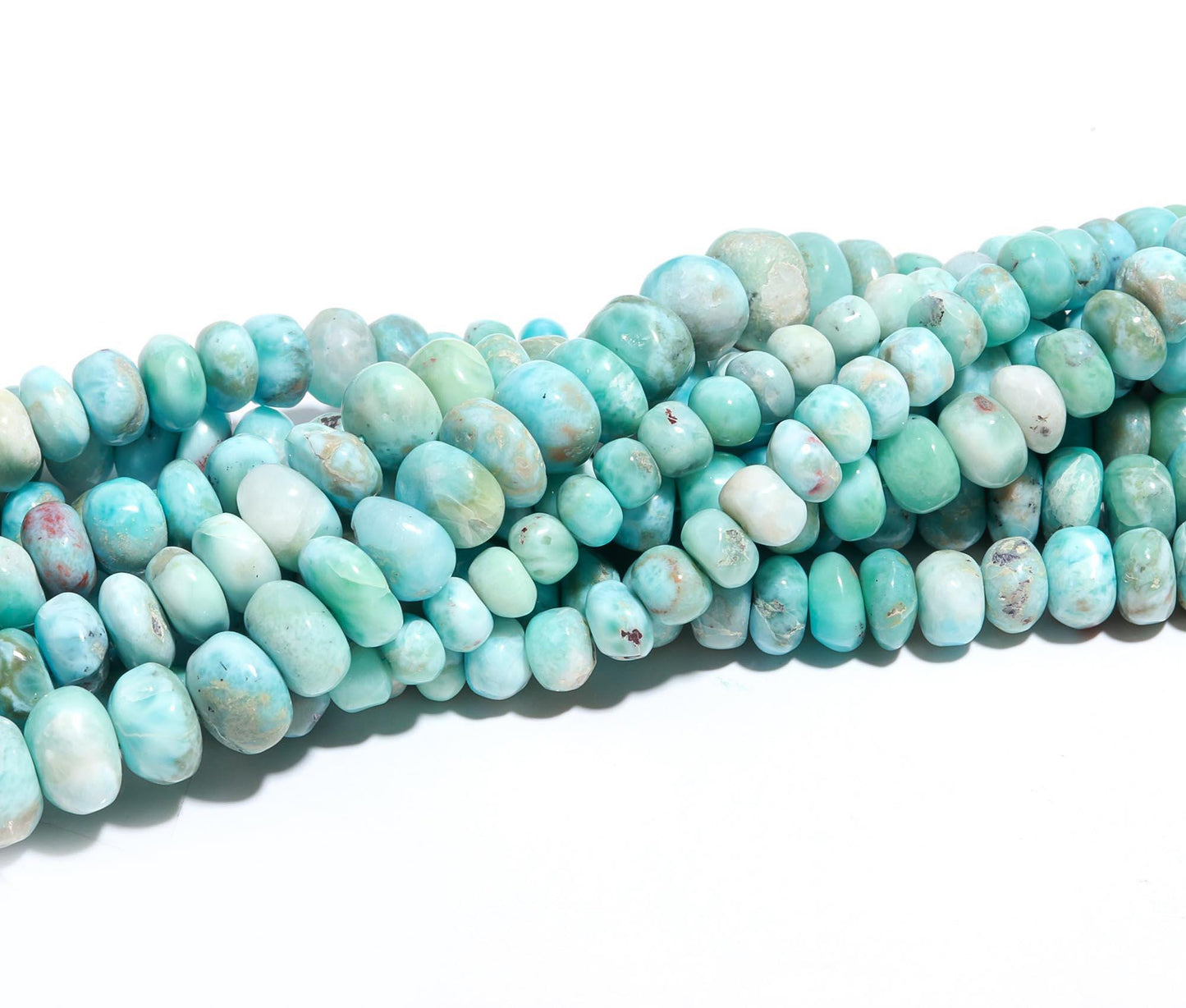 Natural Larimar Smooth Rondelle Beads 7-8 mm Blue Larimar Plain Bead Dominican Republic Larimar Rondelle Beads for Jewelry Making Craft