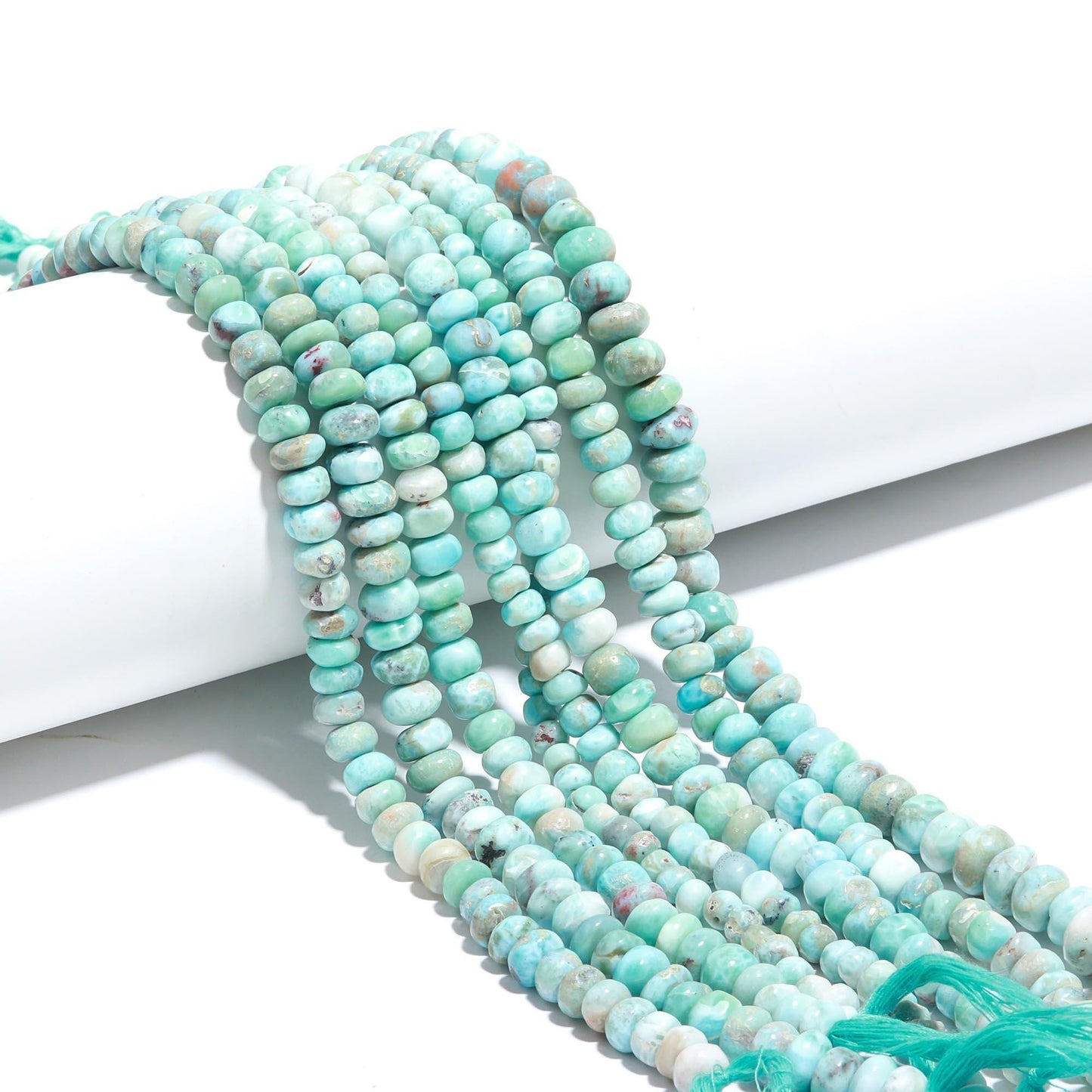 Natural Larimar Smooth Rondelle Beads 7-8 mm Blue Larimar Plain Bead Dominican Republic Larimar Rondelle Beads for Jewelry Making Craft