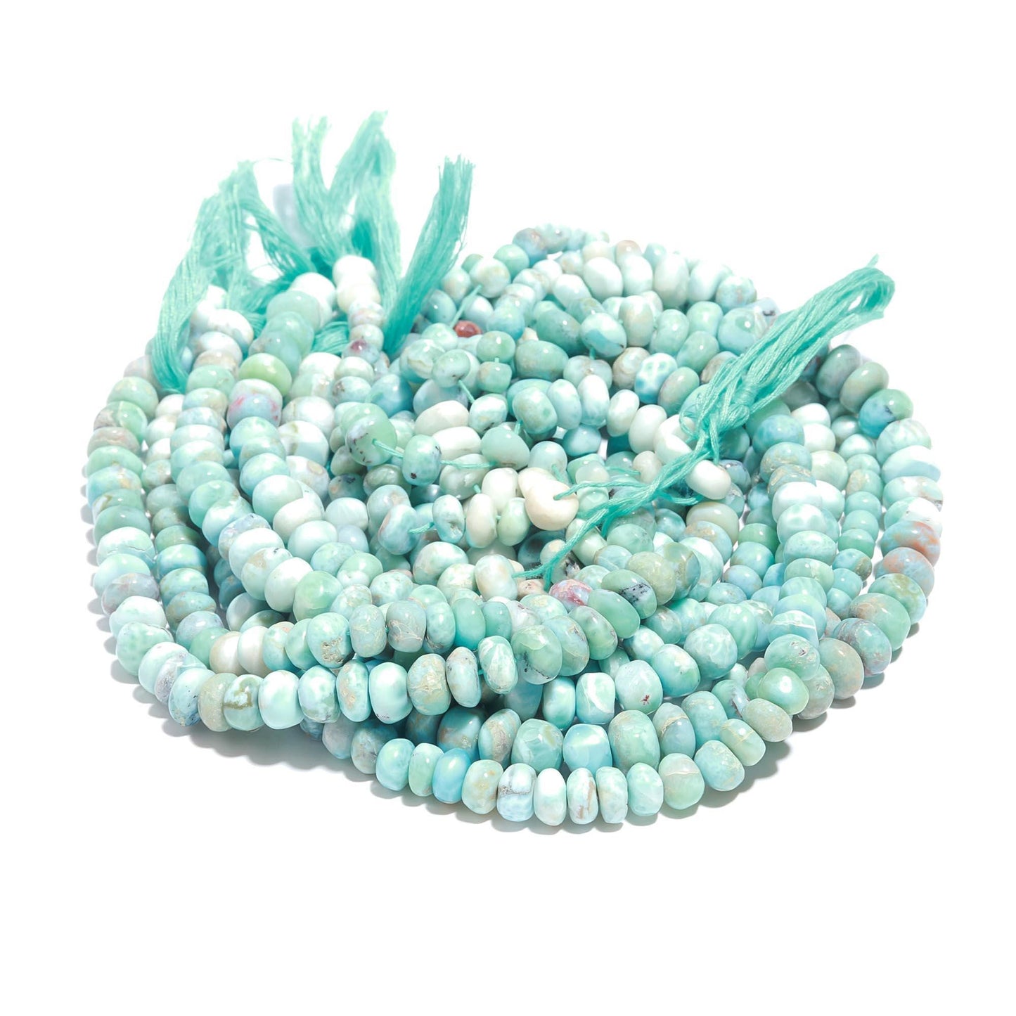Natural Larimar Smooth Rondelle Beads 7-8 mm Blue Larimar Plain Bead Dominican Republic Larimar Rondelle Beads for Jewelry Making Craft