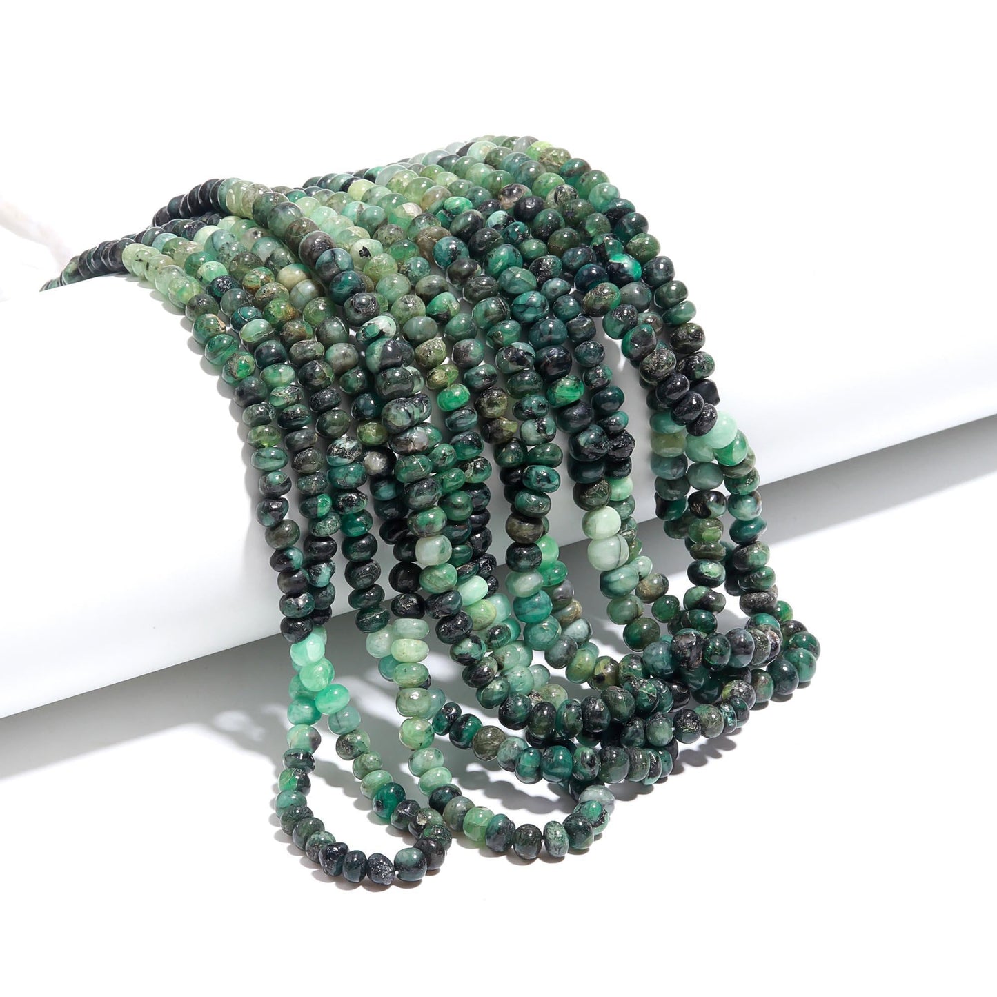 Emerald Smooth Rondelle Beads 6-7 MM Natural Emerald Shaded Smooth Rondelle Sakota Emerald 18" Beads for Designer Handmade Jewelry Making