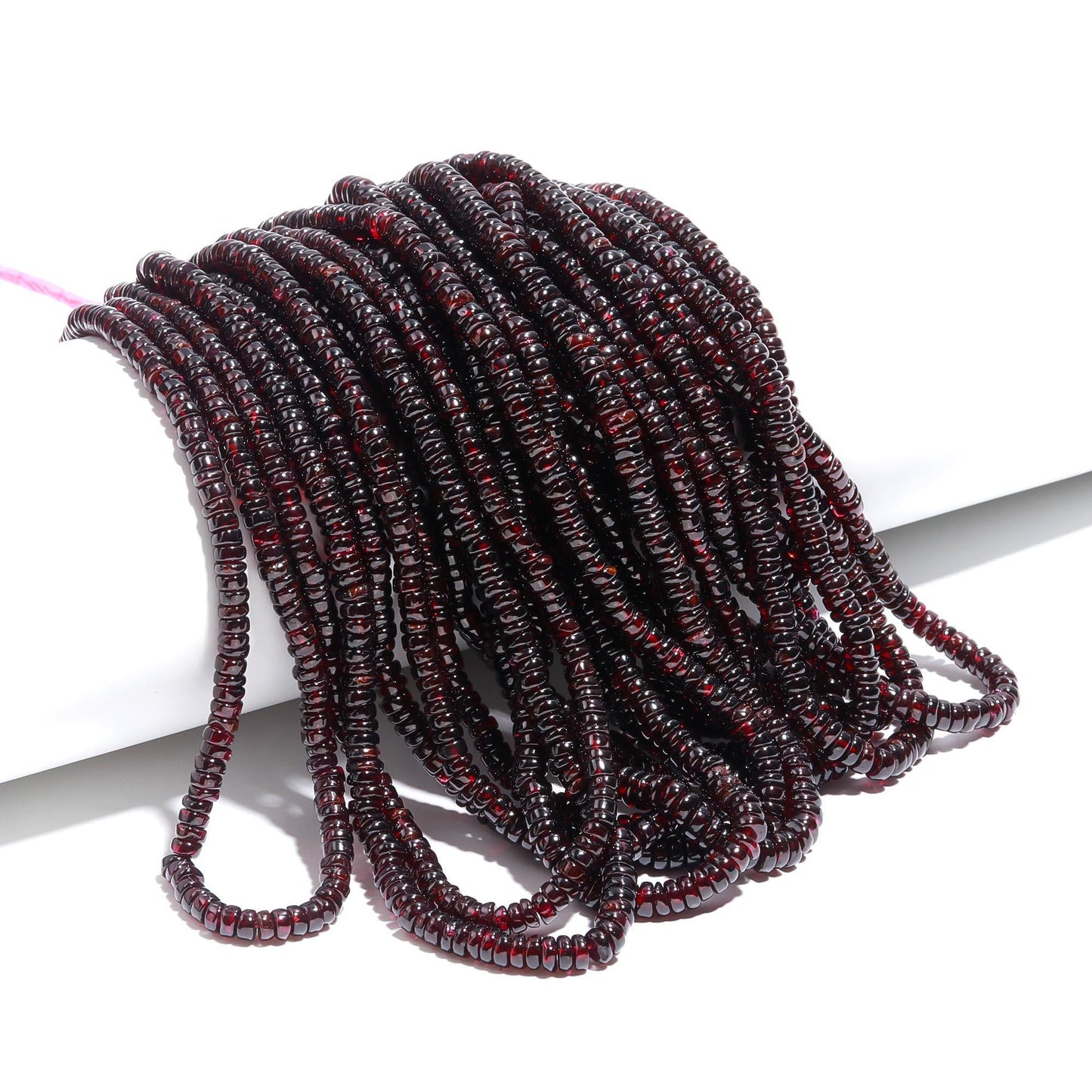 Garnet Heishi Washer Beads Natural Garnet Smooth Tyre Shape Beads Heishi Washer Garnet Beads for Jewelry Necklace & Bracelet Making Craft