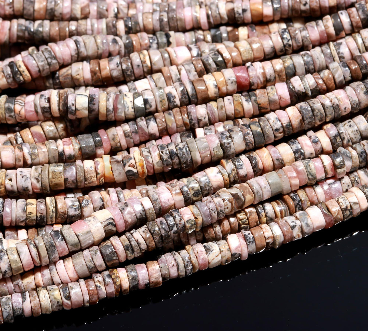 Rhodochrosite Washer Beads Rhodochrosite Heishi Washer Beads Natural Rhodochrosite Heishi Tyre Beads for Jewelry Making Necklace & Bracelet