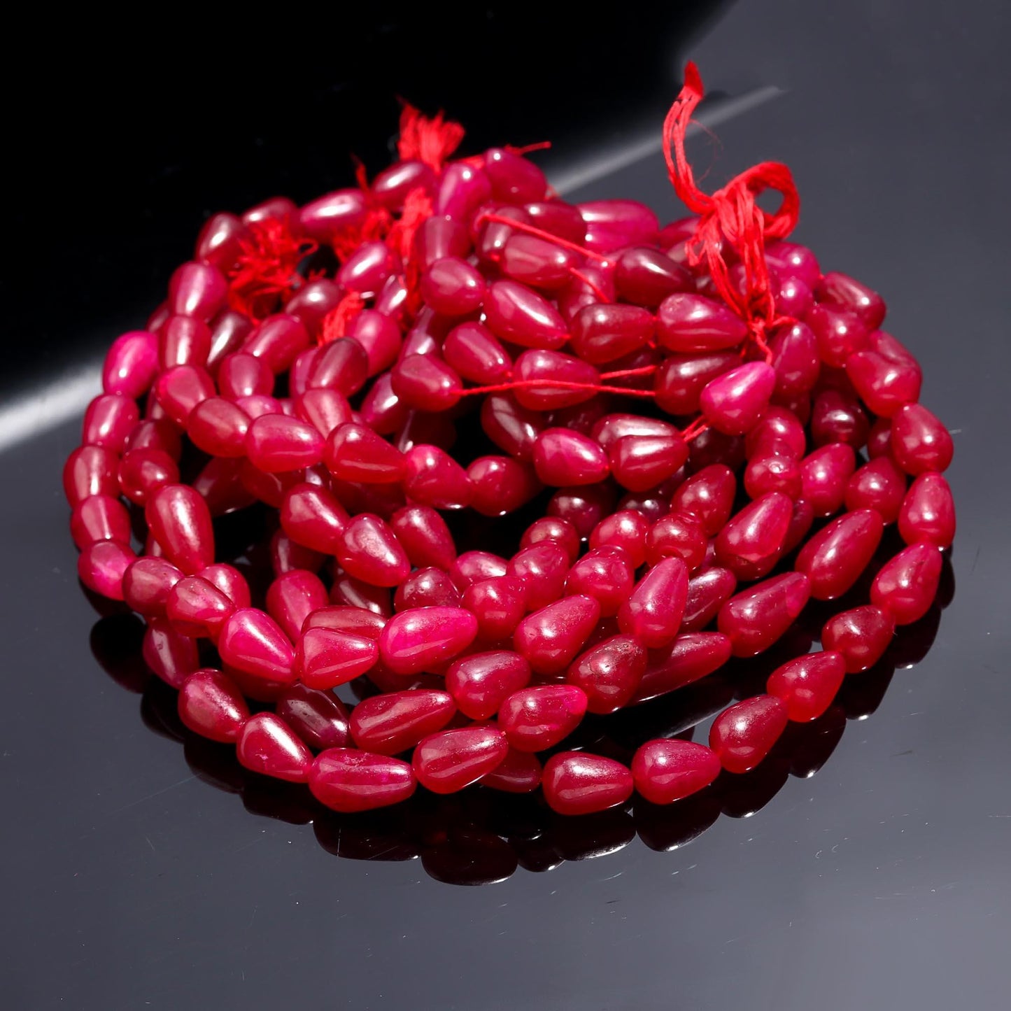 Ruby Corundum Smooth Drop Beads 9x11 - 9x15 MM Ruby Smooth Drop Beads 12" Strand Ruby Tear Beads for Handmade Designer Jewelry Making Craft